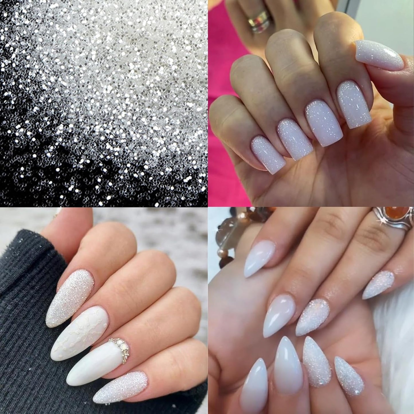 Nail Art Rhinestones for Nails, Flatback Multi Shape Gems 3D Flowers Nail Charms Mixed Nail Glitter Powder Nail Supplies Moonlight Crystal Jewelry Nail Accessories for Women Nail Decorations Design.