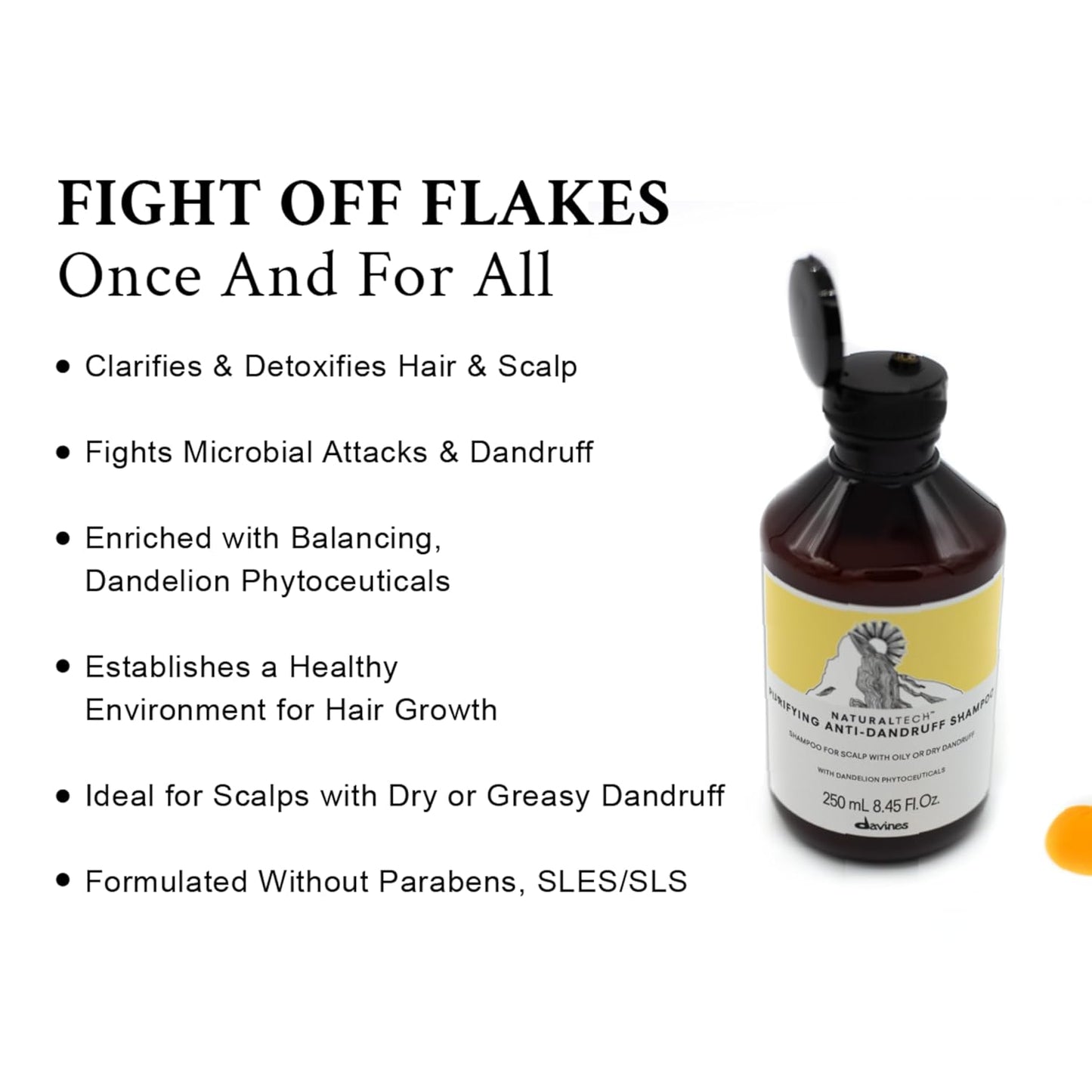 Davines Naturaltech PURIFYING Shampoo, Anti-Dandruff Protection While Gently Cleansing And Clarifying, 8.45 fl. oz.