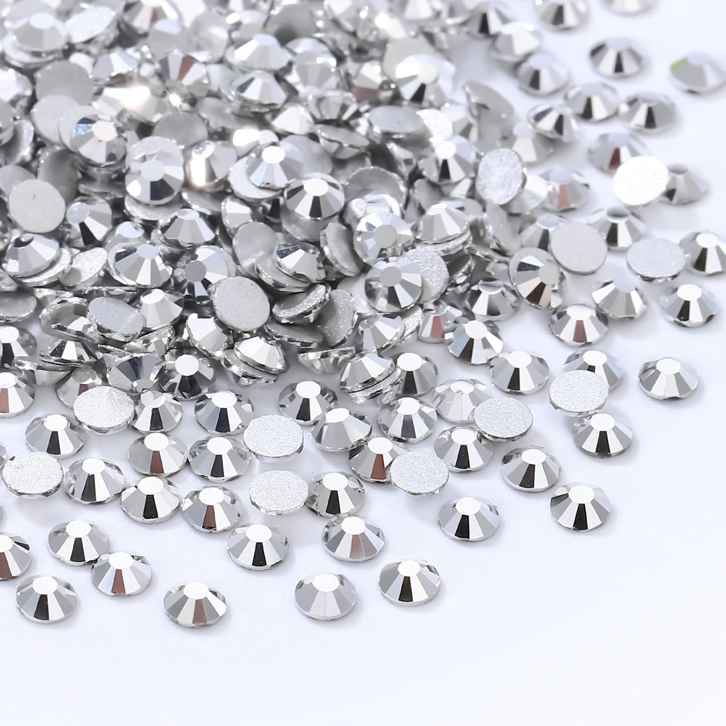 Silver Flatback Rhinestones, Glass Rhinestones for Nail Art and Craft, Glue Fix, Loose Crystal Gemstones(Silver, SS4, 1440pcs, 1.5-1.7mm)