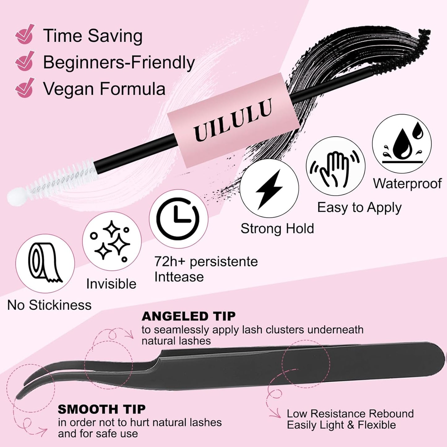 Lash Clusters kit 10-18mm DIY Lash Extension Kit 108 D Curl Fluffy Lashes Clusters 0.07D Individual Lashes Clusters False Eyelashes Natural Eye Lash Kits Extensions Kit