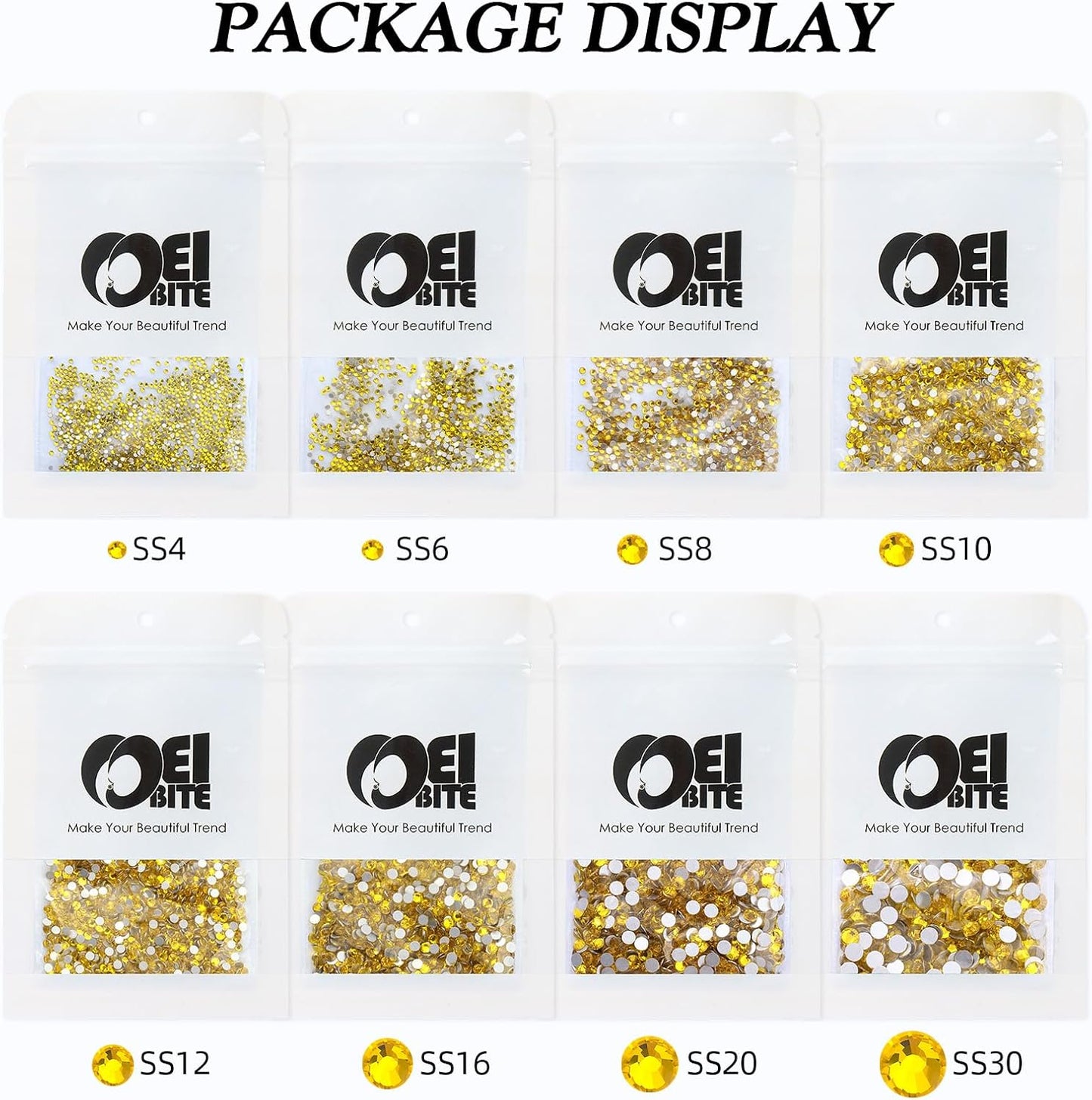 Citrine Flatback Rhinestones, Glass Rhinestones for Nail Art and Craft, Glue Fix, Loose Crystal Gemstones(Yellow, SS6, 1440pcs, 1.9-2.0mm)