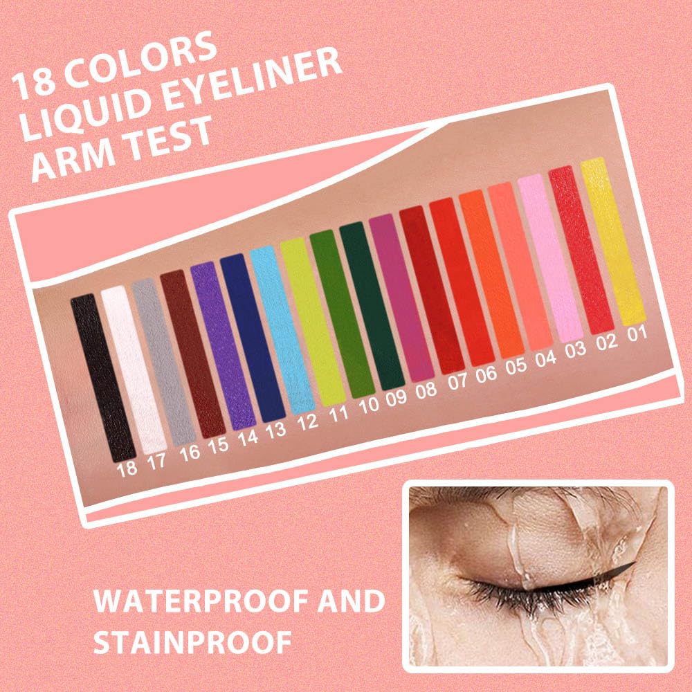 evpct 1Pcs Orange Red Liquid Eyeliner Waterproof Orange Red Eye Liners for Women, Eyes Wing Eyeliner Stamps Shapes Colored Eyeliner delineador de ojos a prueba de agua contra el agua blanco para ojos