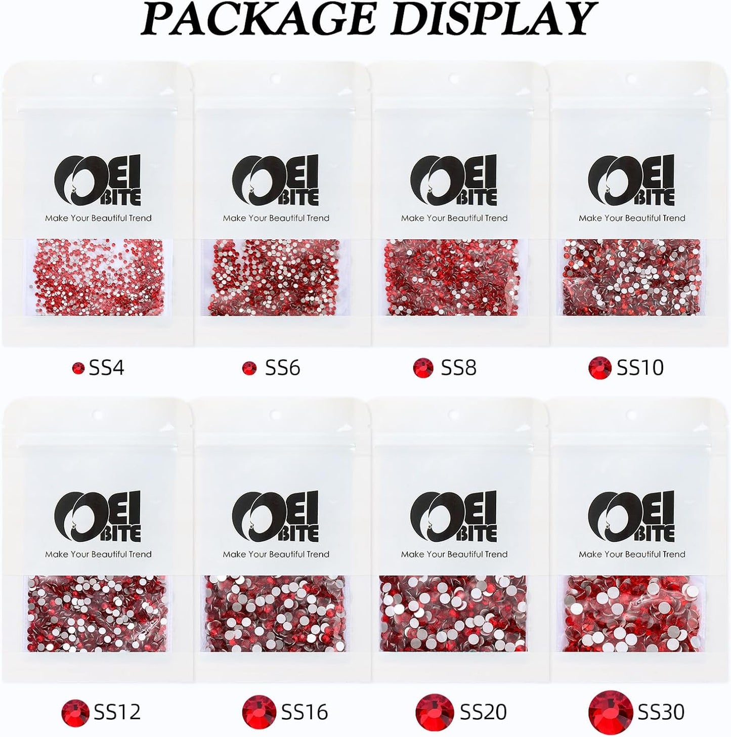 Light Siam Flatback Rhinestones, Glass Rhinestones for Nail Art and Craft, Glue Fix, Loose Crystal Gemstones(Red, SS12, 1440pcs, 2.9-3.0mm)