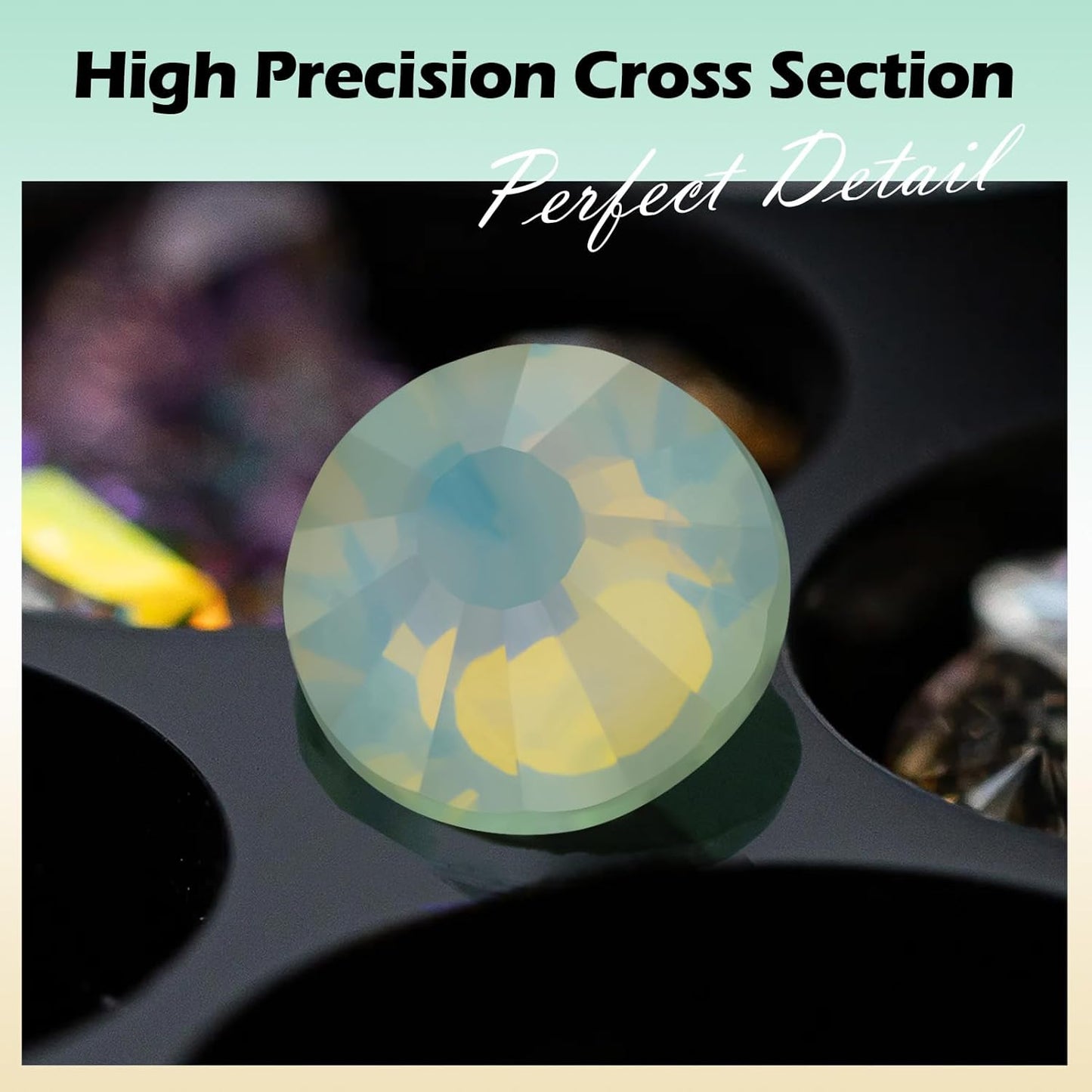 F Light Green Flatback Rhinestones, Glass Rhinestones for Nail Art and Craft, Glue Fix, Loose Crystal Gemstones(F Light Green, SS16, 1440pcs, 3.8-4.0mm)