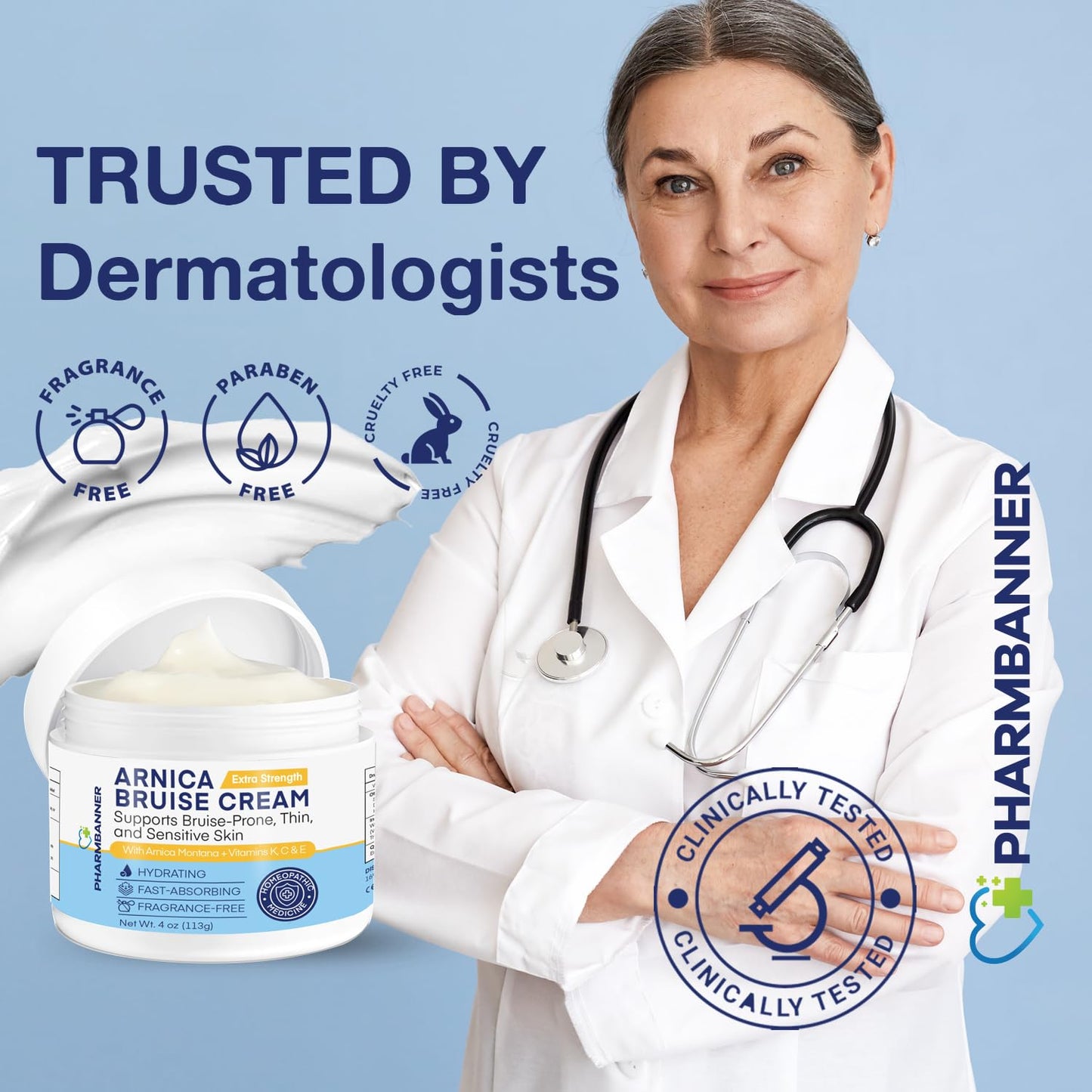 Arnica Bruise Cream Extra Strength – Fast Healing Arnica Montana with Vitamins K, C & E for Bruising, Swelling, Discoloration & Thin Skin – Hydrating Moisturizer for Face & Body – 4 oz