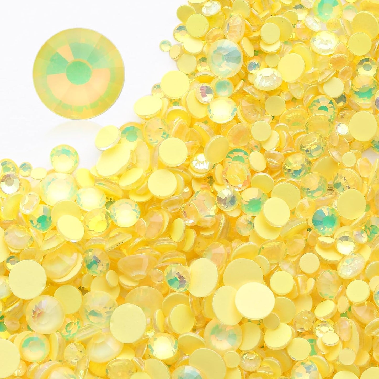 F Yellow Flatback Rhinestones, Glass Rhinestones for Nail Art and Craft, Glue Fix, Loose Crystal Gemstones(F Yellow, SS20, 1440pcs, 4.6-4.8mm)