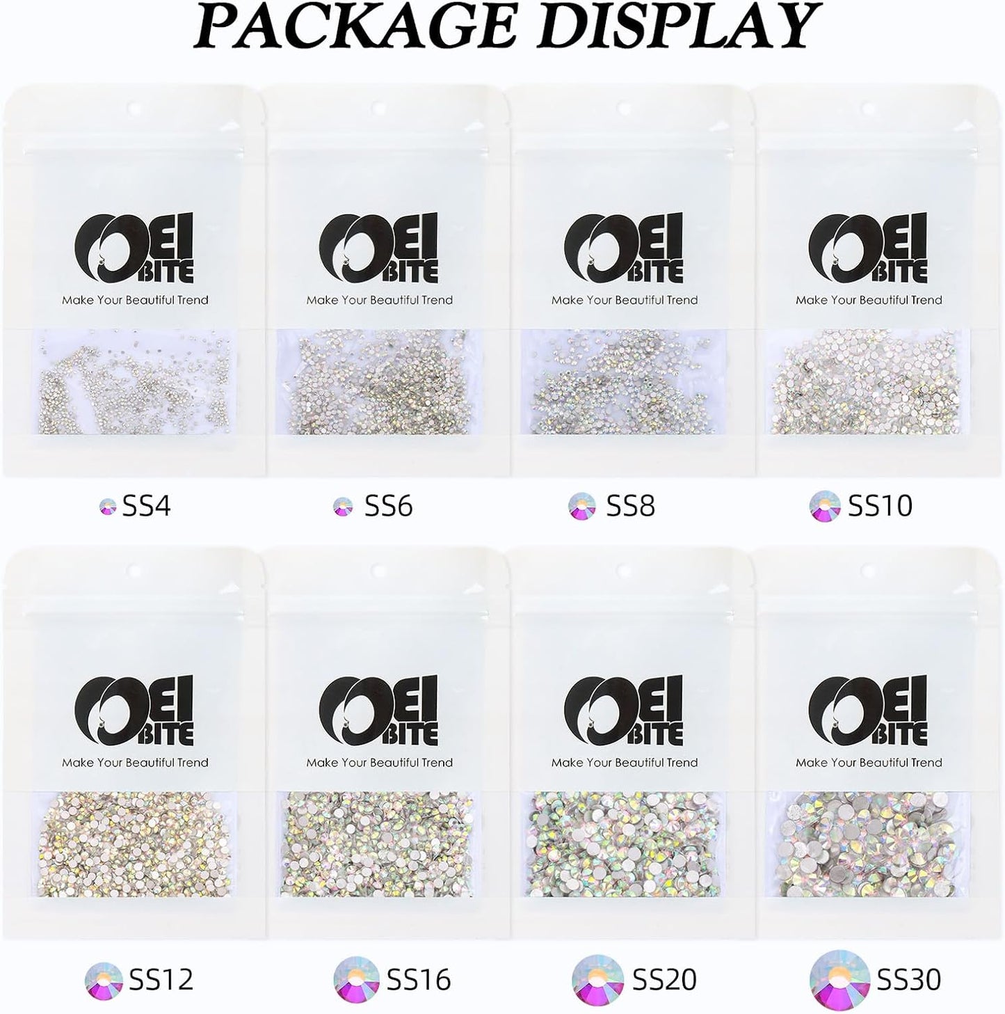 Crystal AB Flatback Rhinestones, Glass Rhinestones for Nail Art and Craft, Glue Fix, Loose Crystal Gemstones(Crystal AB, SS6, 1440pcs, 1.9-2.0mm)