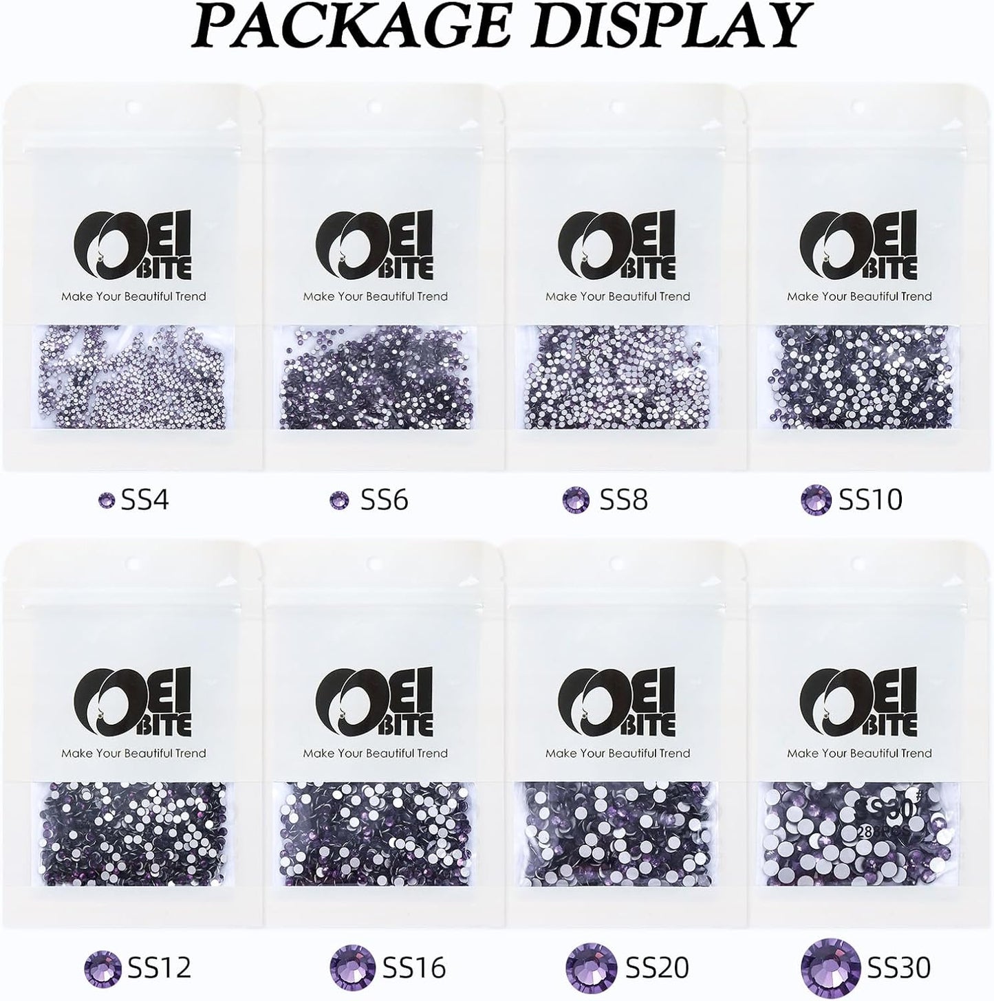 Tanzanite Flatback Rhinestones, Glass Rhinestones for Nail Art and Craft, Glue Fix, Loose Crystal Gemstones(Tanzanite, SS12, 1440pcs, 2.9-3.0mm)