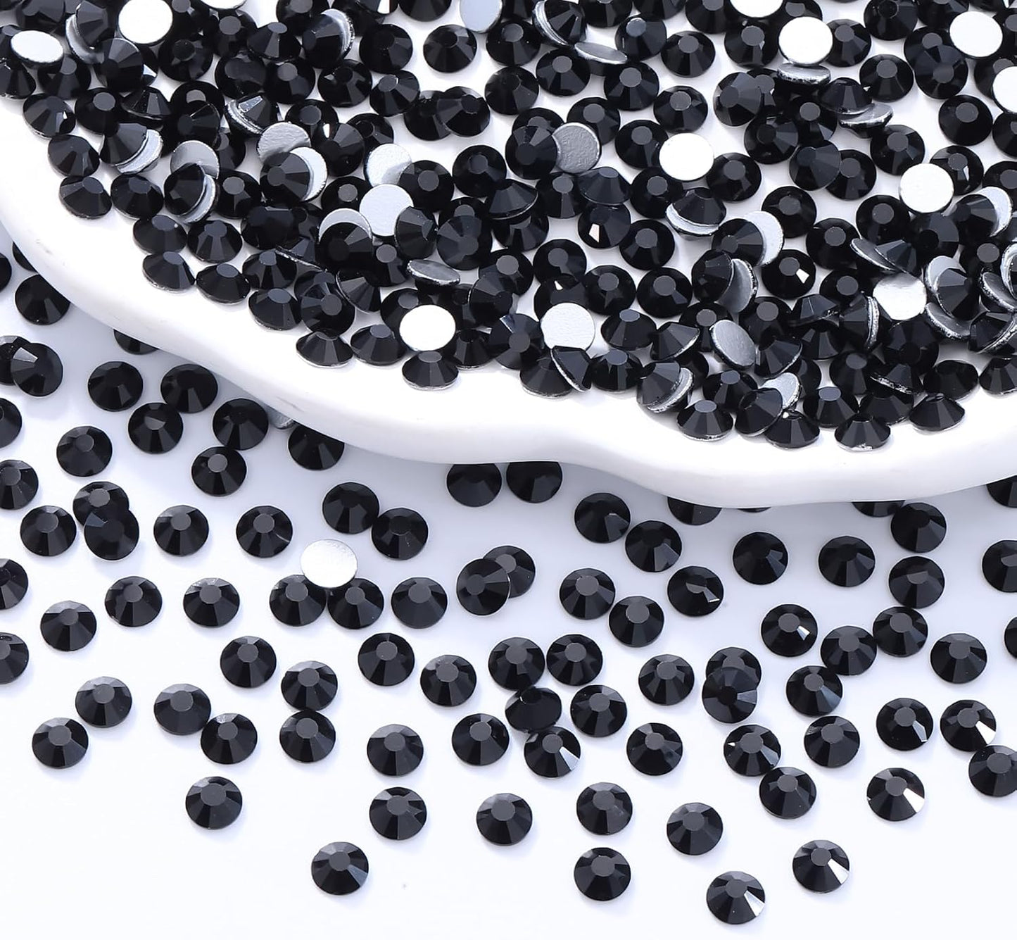 Black Flatback Rhinestones, Glass Rhinestones for Nail Art and Craft, Glue Fix, Loose Crystal Gemstones(Black, SS34, 288pcs, 7.1-7.3mm)