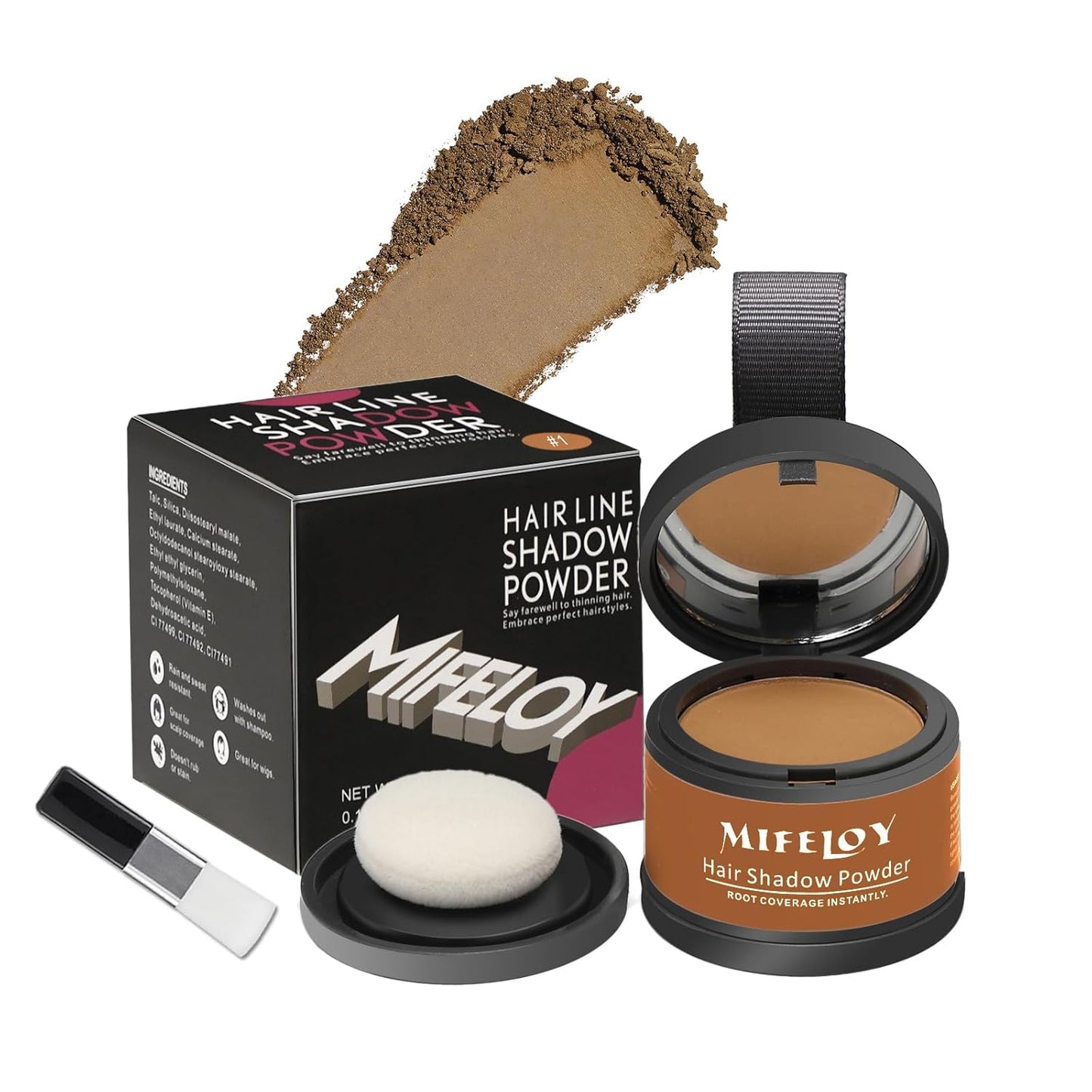 Root Touch Up Powder, Instantly Gray Hair Cover Up, Women Color Root Coverage Shadow Powder for Thinning Grey Hairline, Men Roots Concealer for Hair Loss Beard Line Eyebrow, Light Brown