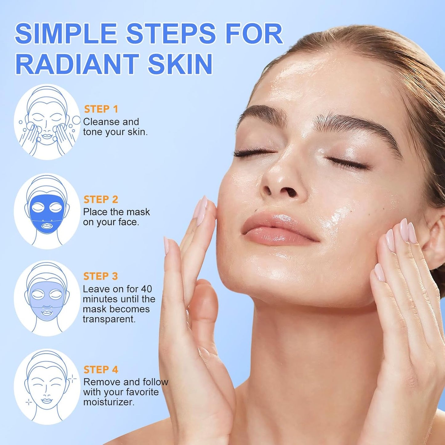 Collagen Face Mask - Overnight Hydrating Sheet Mask, Hydrogel Deep Wrapping Mask, Night Lifting Facial Masks for Women Skin Care, Restores Elasticity, Moisturizing & Firmness for All Skin Types (Skin)