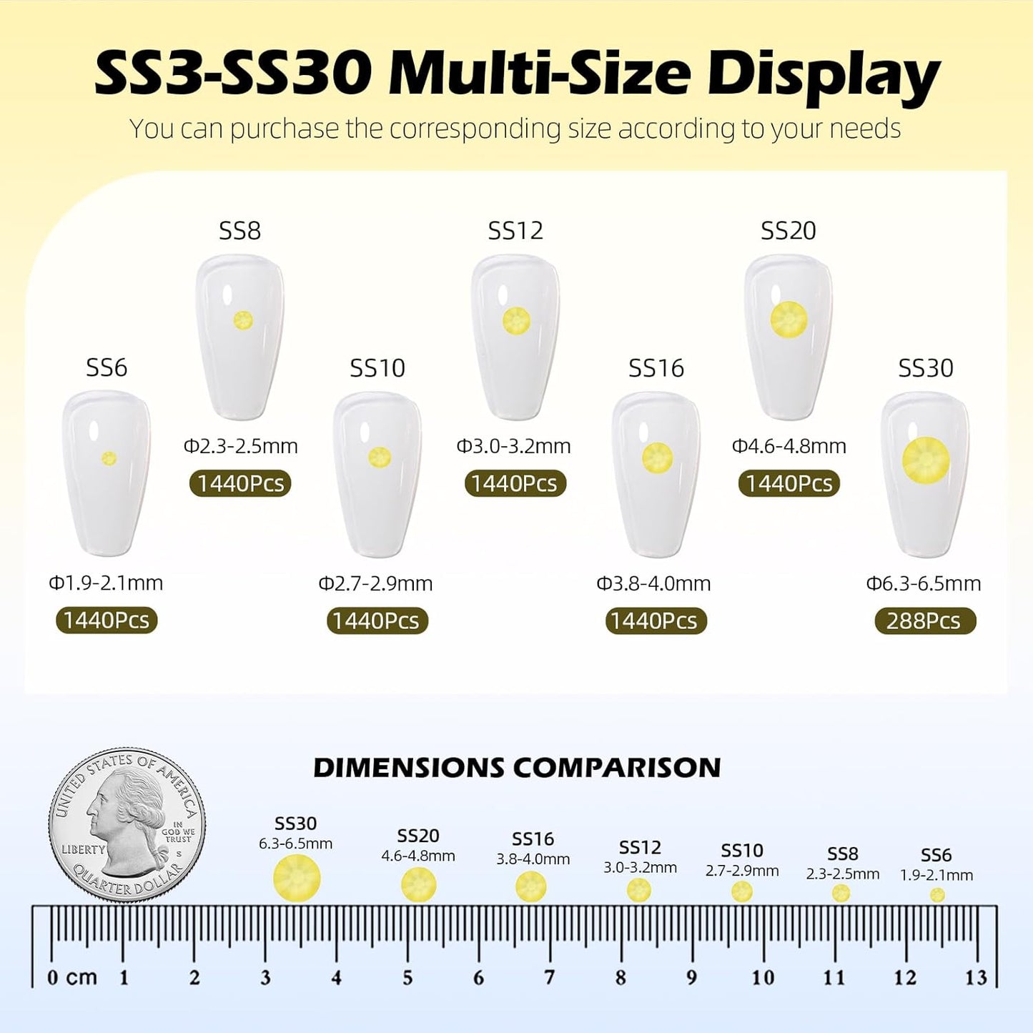 Mocha Citrine Flatback Rhinestones, Glass Rhinestones for Nail Art and Craft, Glue Fix, Loose Crystal Gemstones(Mocha Citrine, SS16, 1440pcs, 3.8-4.0mm)