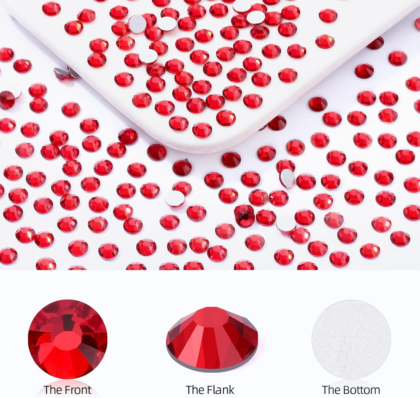 Light Siam Flatback Rhinestones, Glass Rhinestones for Nail Art and Craft, Glue Fix, Loose Crystal Gemstones(Red, SS16, 1440pcs, 3.8-4.0mm)