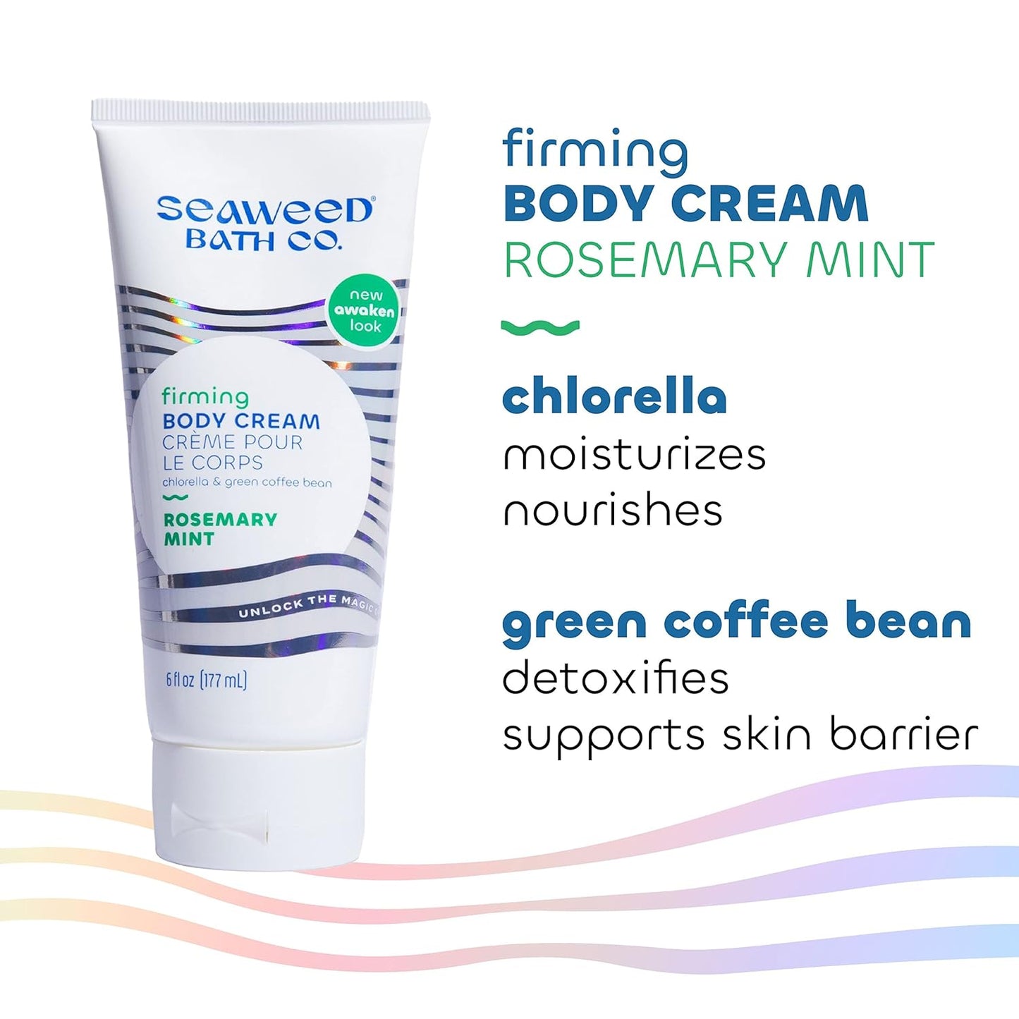 Seaweed Bath Co. Firming Body Cream - Rosemary Mint - Hydrating Hand and Body Lotion with Hyaluronic Acid - Toning Skin Moisturizer for Dry Skin - 6 oz (Pack of 2)