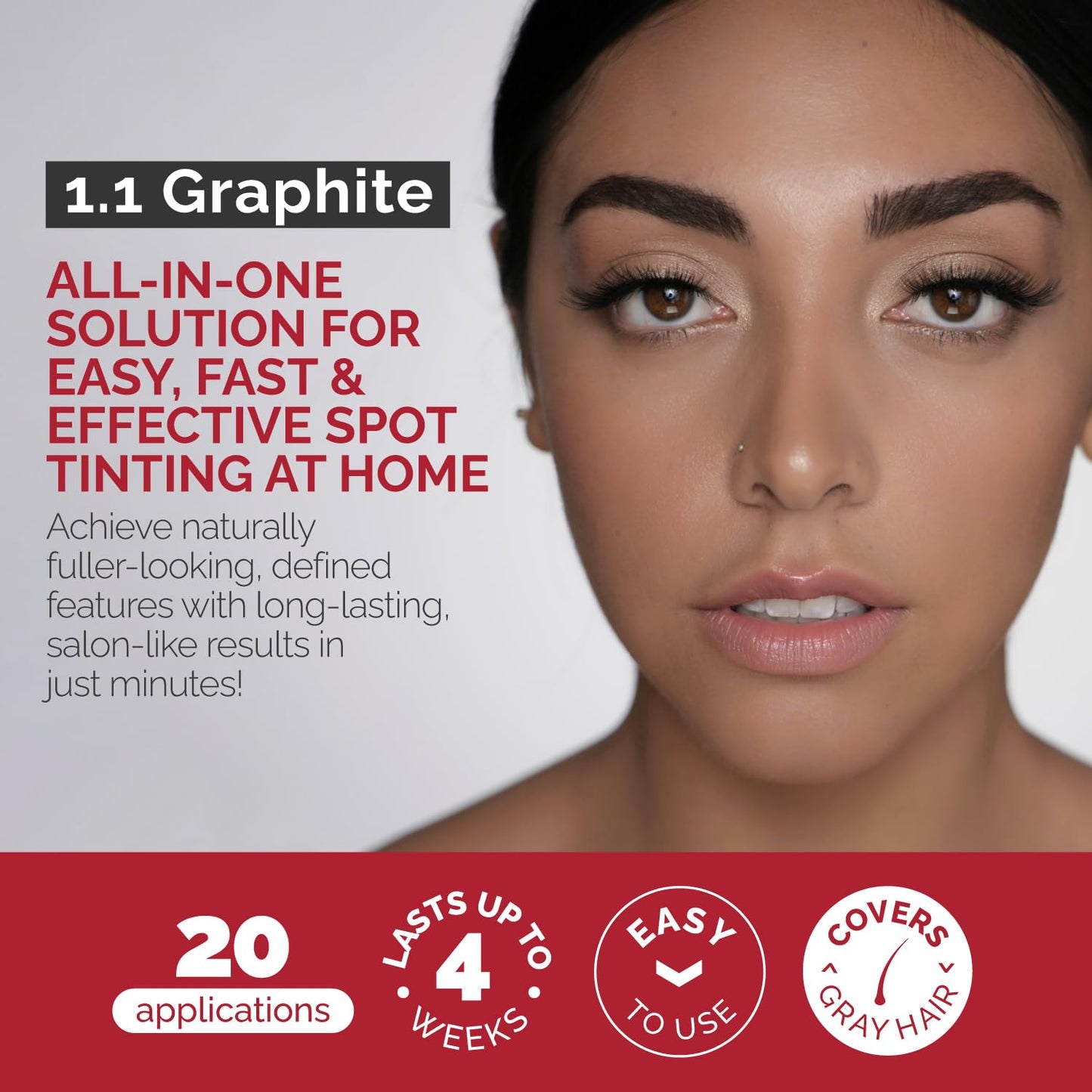 RB RENATA BEAUTY Tint Kit – Cream Hair Dye Kit with Developer and Application Brush for Spot Coloring - Covers Gray Hairs, Smudge-Proof, Long-Lasting Up to 4 Weeks, 20 Applications [Graphite]