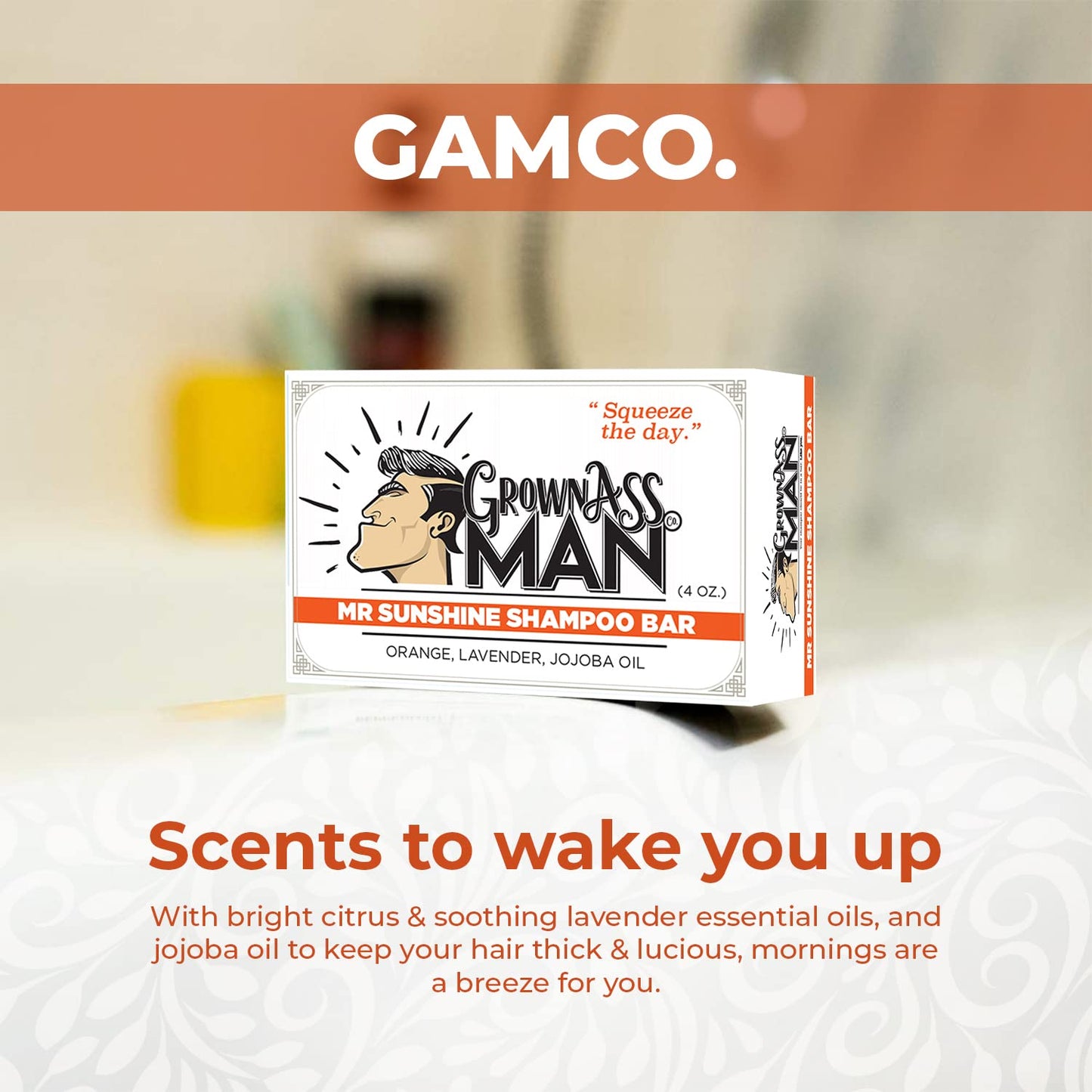 Solid Shampoo Bar Rich Lather 3 in 1: Hair, Beard & Body Wash - Plastic Free & Eco-Friendly, Natural & Organic Clean for All Hair Types, 4oz Bar (Mister Sunshine, Single)