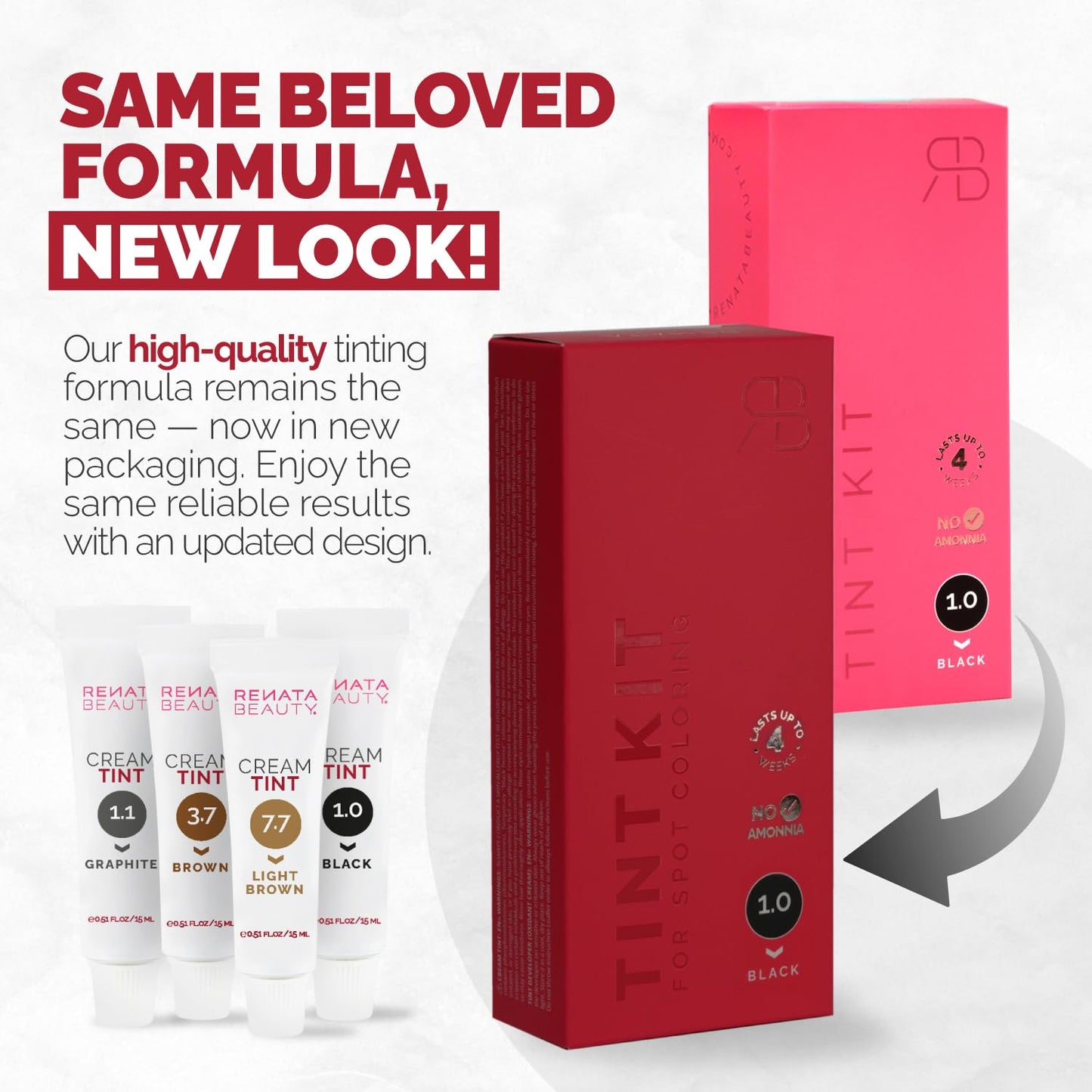 RB RENATA BEAUTY Tint Kit – Cream Hair Dye Kit with Developer and Application Brush for Spot Coloring - Covers Gray Hairs, Smudge-Proof, Long-Lasting Up to 4 Weeks, 20 Applications [Black]