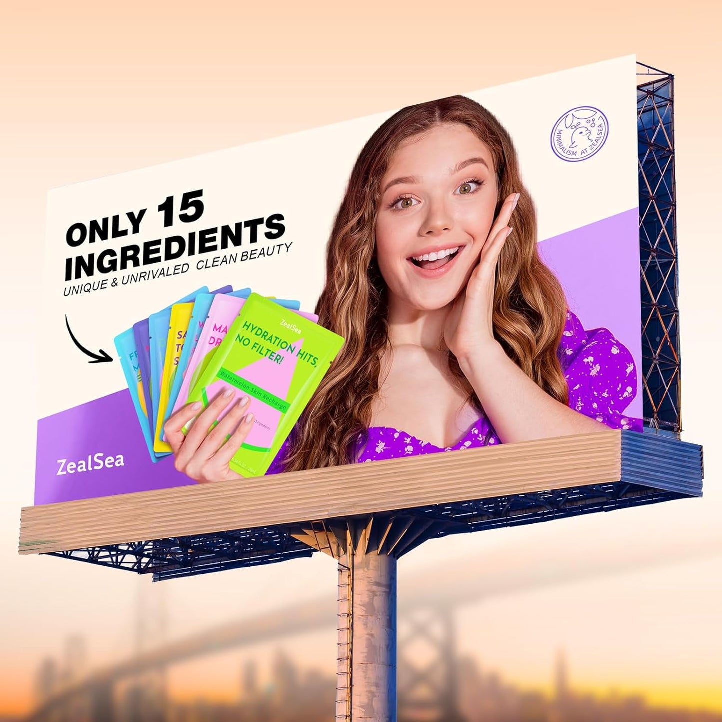 ZealSea Clean Beauty Face Masks Skincare, Minimalism 15 Ingredients Sheet Mask, Deep Hydration Facial Mask for Bouncy & Glowing, Sleepover Spa Party Supplies, Women Teen Girl Gifts Trendy Stuff, 7Pack