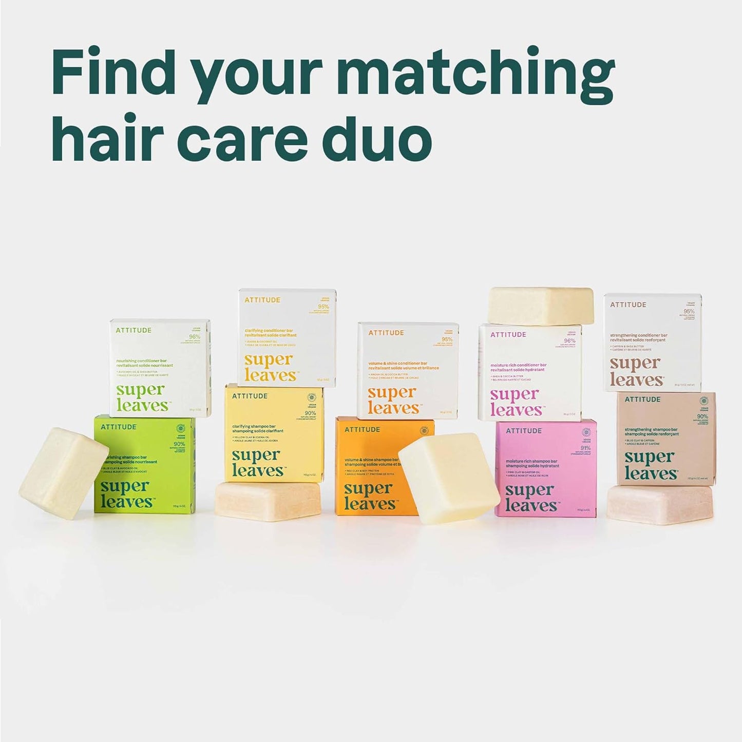 ATTITUDE Strengthening Shampoo Bar, Natural Origin, for Hair Repair & Breakage, Blue Clay & Caffeine, EWG Verified & Clean Ingredients, Vegan, Sandalwood & Cedar Scent, 4 Oz