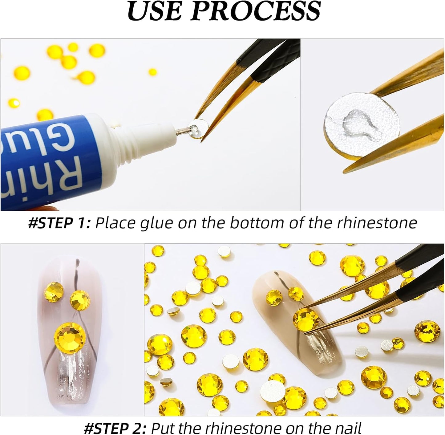 Yellow Flatback Rhinestones, Glass Rhinestones for Nail Art and Craft, Glue Fix, Loose Crystal Gemstones(Yellow, SS30, 576pcs, 6.4-6.6mm)