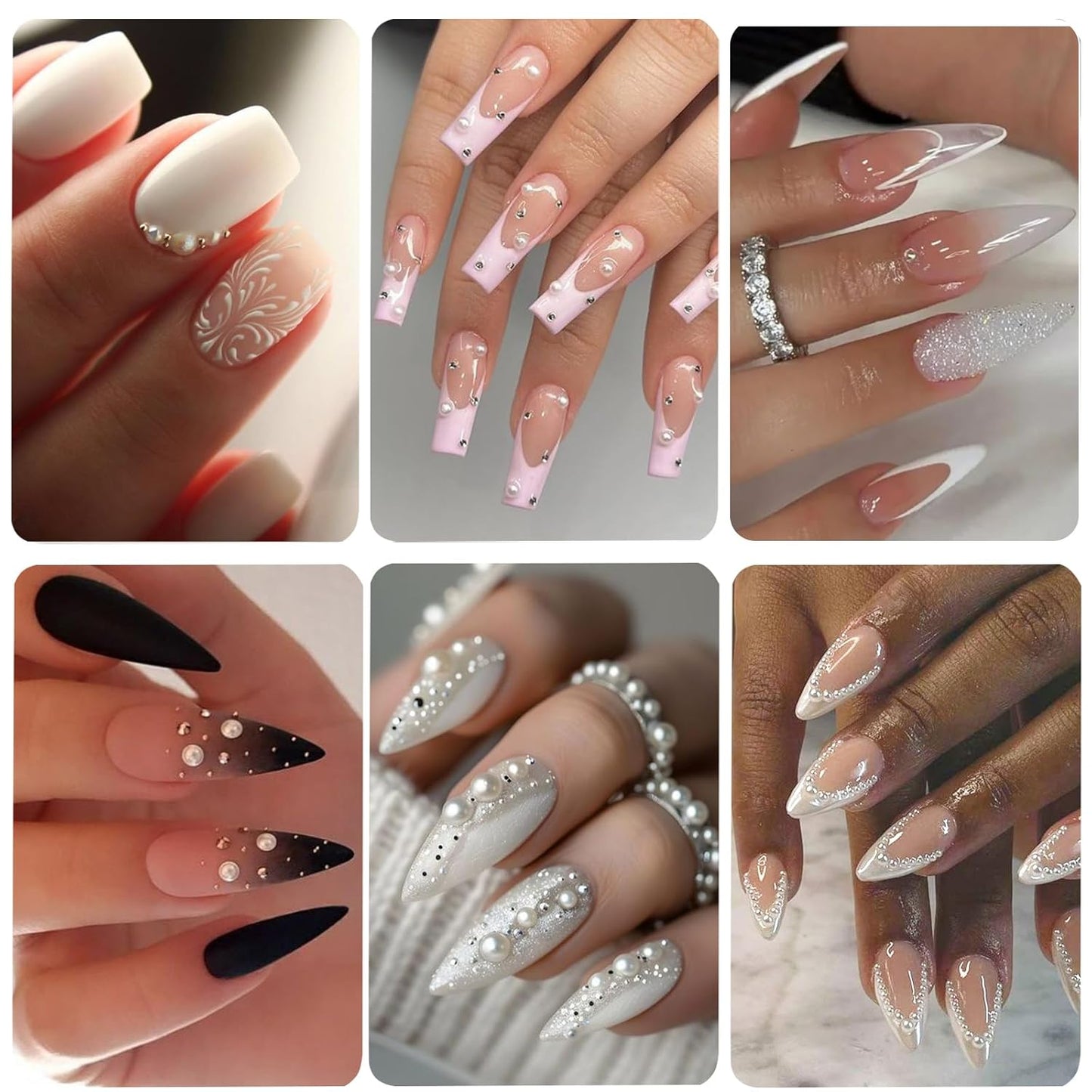 Nail Art Rhinestones with Pearls Flatback Pearls Nail Charms Luxurious Supplies Accessories Gold Silver Gems Jewelry Decorations for Women Manicure Design