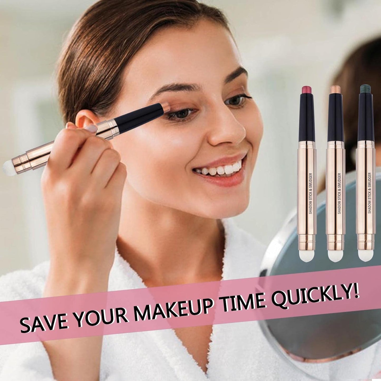 2 in 1 Cream Eyeshadow Stick, Shimmer Smooth Eyeshadow Pencil, Hypoallergenic Waterproof Long Lasting Eye Shadow Highlighter Stick Create High-Impact Multi-Dimensional Eyes Look(Champagne Shimmer #04)