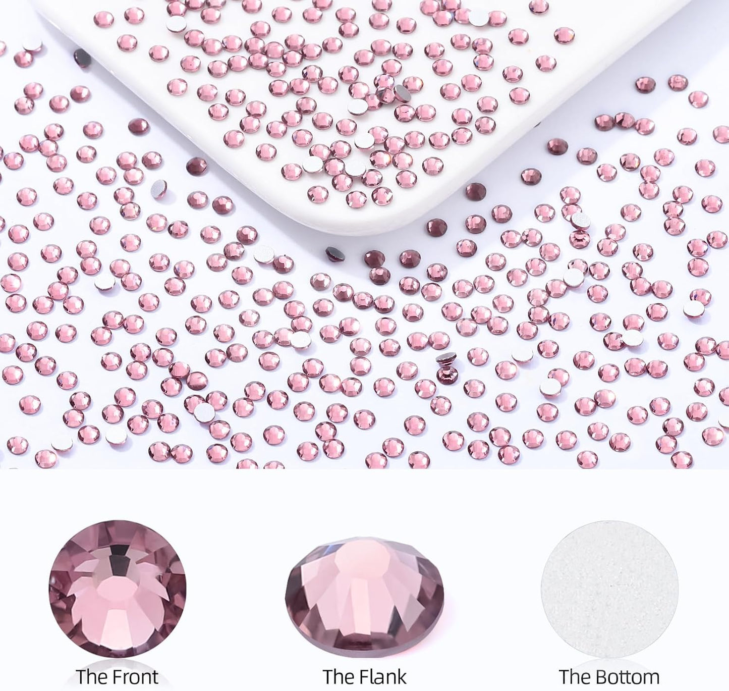 Light Amethyst Flatback Rhinestones, Glass Rhinestones for Nail Art and Craft, Glue Fix, Loose Crystal Gemstones(Lt.Amethyst, SS4, 1440pcs, 1.5-1.7mm)