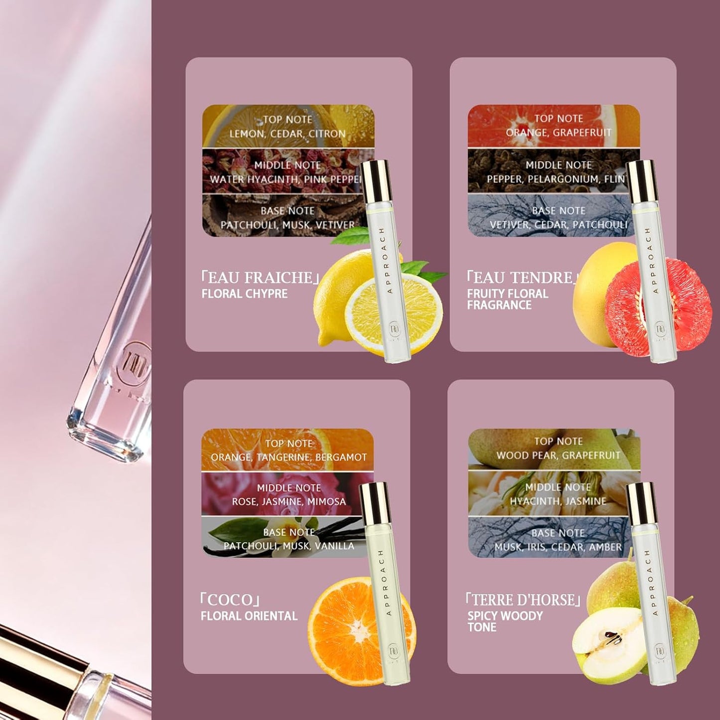 aopoka Roll-on Perfumes for Women & Men 10ml, Long-Lasting Pheromones Fragrances, Enhanced Scents Travel Size, Rollerball Perfume Oil - Orange, Grapefruit, Pepper, Flint & Patchouli（#4-TERRE D'HORSE）