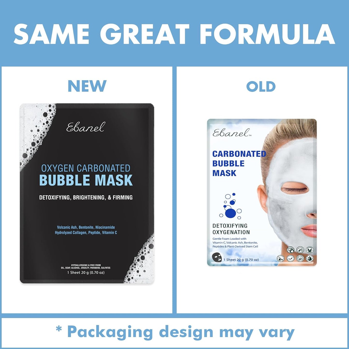 Ebanel 10 Pack Carbonated Bubble Clay Mask, Deep Cleansing Face Mask, Volcanic Ash and Bentonite Clay Masks with Collagen Peptides, Vitamin C, Hyaluronic Acid, Niacinamide