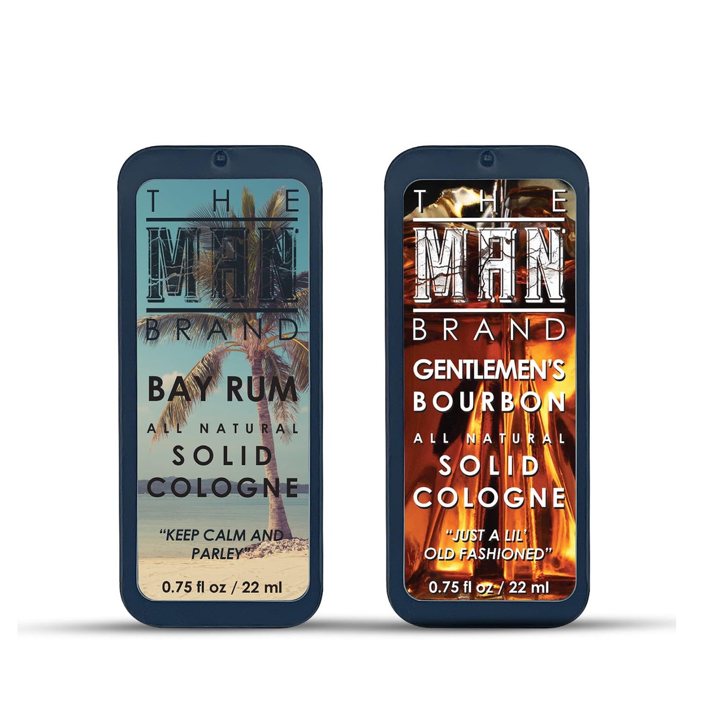 Solid Cologne Sample Set with Bay Rum Solid Cologne and Genlemen's Bourbon Solid Cologne (Bay Rum and Bourbon - 2 Pack - 0.75 oz each)