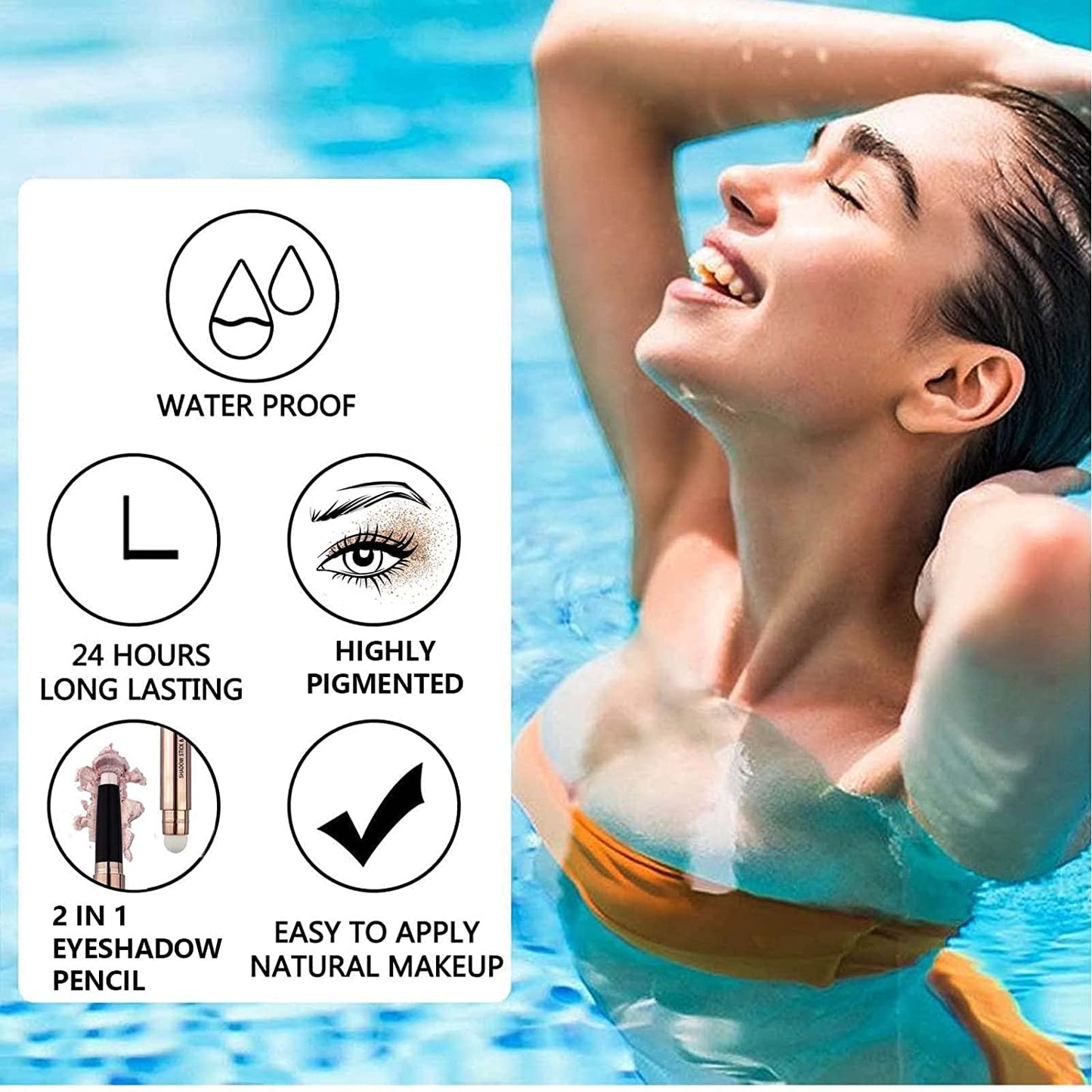 2 in 1 pink Eyeshadow stick and Sponge Makeup Brush, Smooth Cream Shimmer Shadow Pencil Long Lasting Waterproof Eye Shadow Highlighter Stick Makeup , Hypoallergenic Eyeshadow, Highlighter Eye Liner