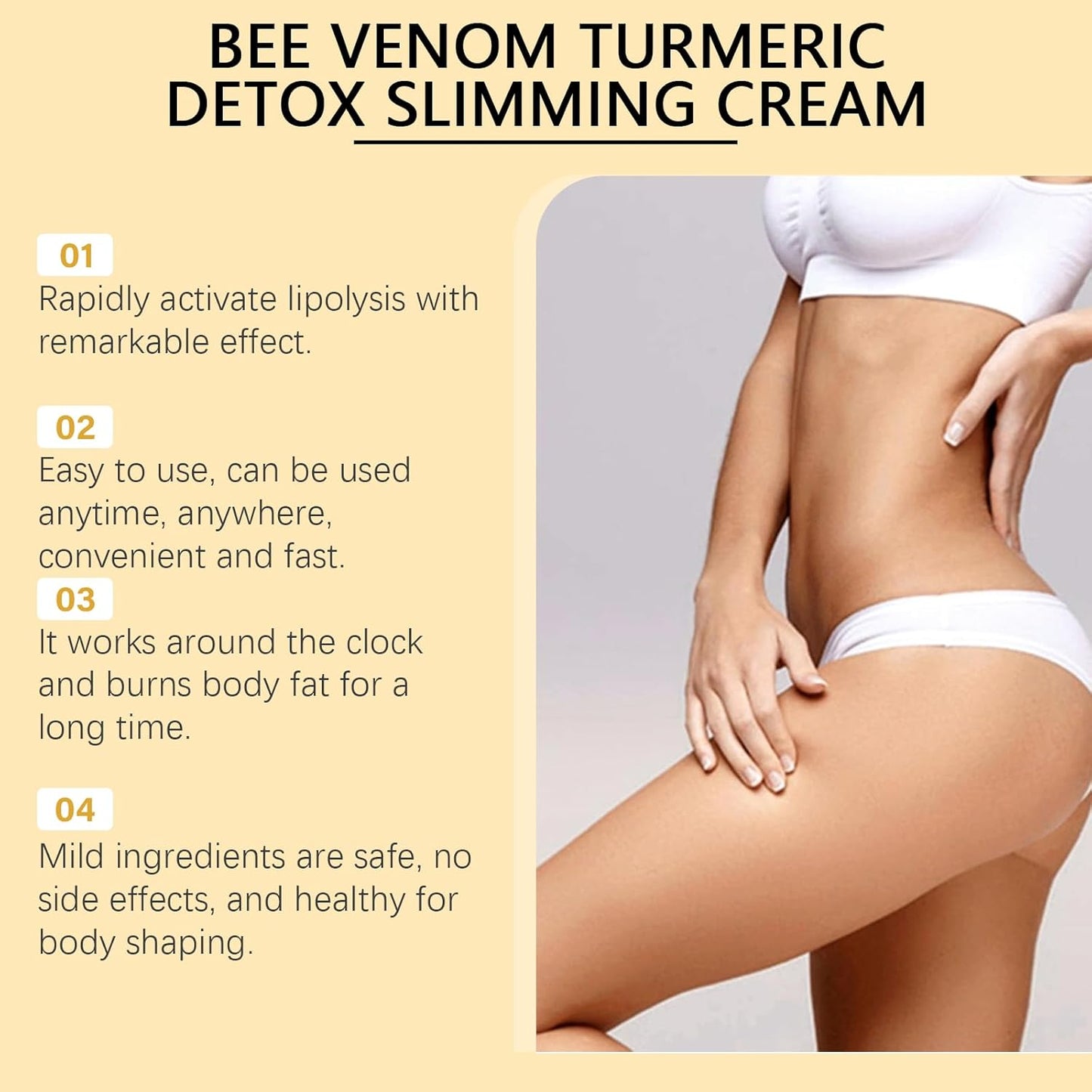 Bee Venom Comprehensive Cream,Turmeric Detox Slimming,Bee Venom Skin Treatment Cream,Body Massage Cream,Natural Skin Moisturizer for All Skin Types(2pcs)
