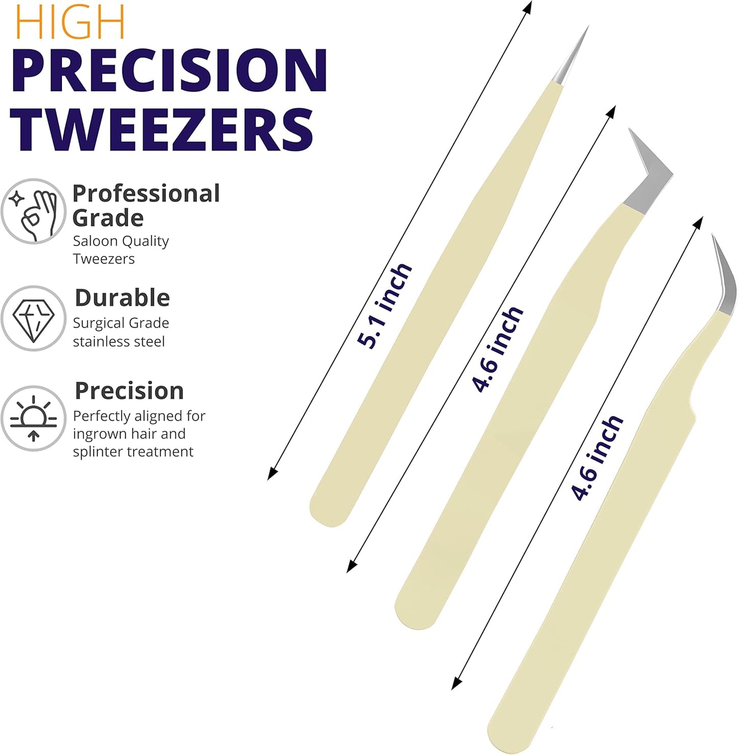 SIVOTE Lash Tweezers for Eyelash Extensions for Volume, Isolation & Classic Lashes, 3 Pack, Vanilla