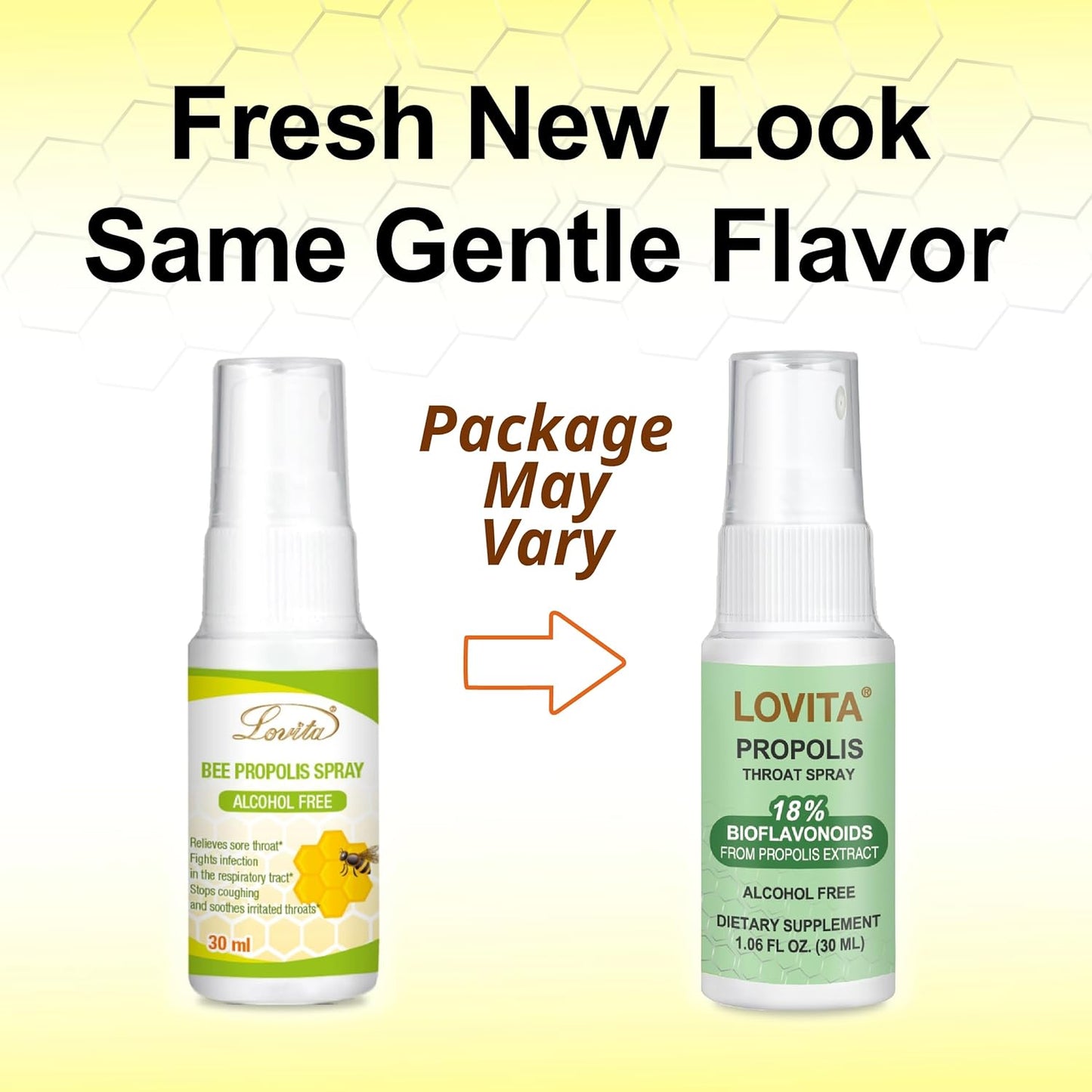 Lovita Bee Propolis Throat Spray, 18% Bioflavonoids, Alcohol-Free, Immune Support, Throat Soothing, Antioxidant, Gentle Taste, 1 Fl Oz (Pack of 1)