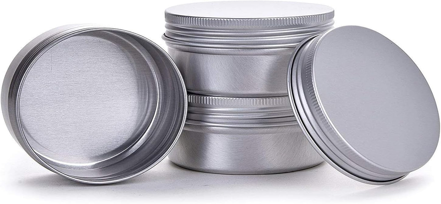4 Ounce Aluminum Tin Jar Refillable Containers 120 ml Aluminum Screw Lid Round Tin Container Bottle for Cosmetic,Lip Balm, Cream, 12 Pack.