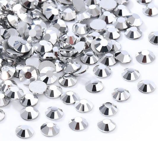 Silver Flatback Rhinestones, Glass Rhinestones for Nail Art and Craft, Glue Fix, Loose Crystal Gemstones(Silver, SS20, 1440pcs, 4.6-4.8mm)