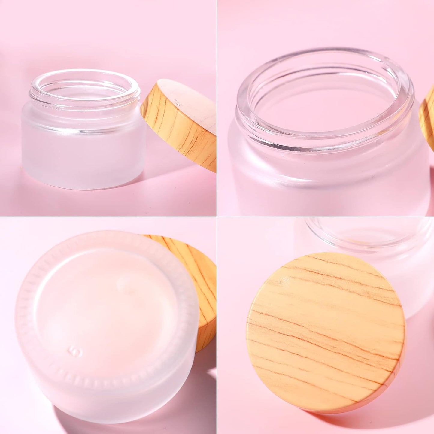 30 Gram/ml Glass Cosmetic Containers with lids，Round Frosted Glass Jars with Leakproof lids,Small Empty Glass Sample Jars for Makeup Lip Scrub Balm Lotions Sample Eye Creams DIY (4 PACK 30ML)