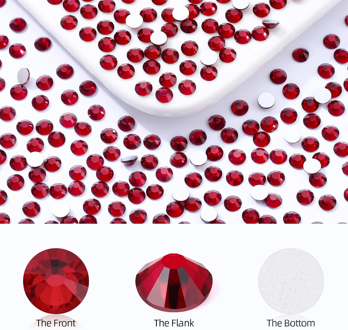 Siam Flatback Rhinestones, Glass Rhinestones for Nail Art and Craft, Glue Fix, Loose Crystal Gemstones(Siam, SS20, 1440pcs, 4.6-4.8mm)