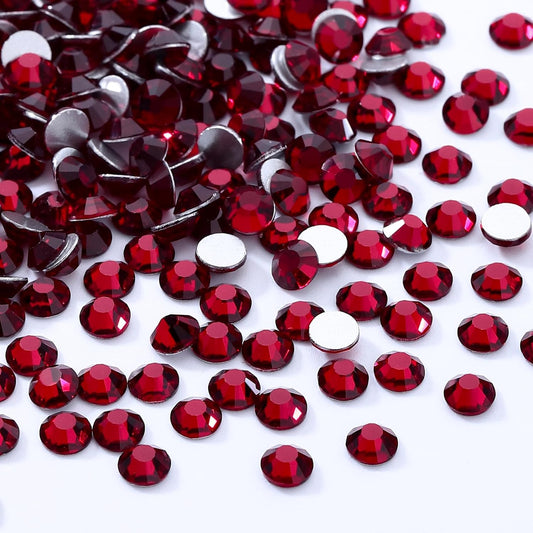 Siam Flatback Rhinestones, Glass Rhinestones for Nail Art and Craft, Glue Fix, Loose Crystal Gemstones(Siam, SS10, 1440pcs, 2.7-2.8mm)