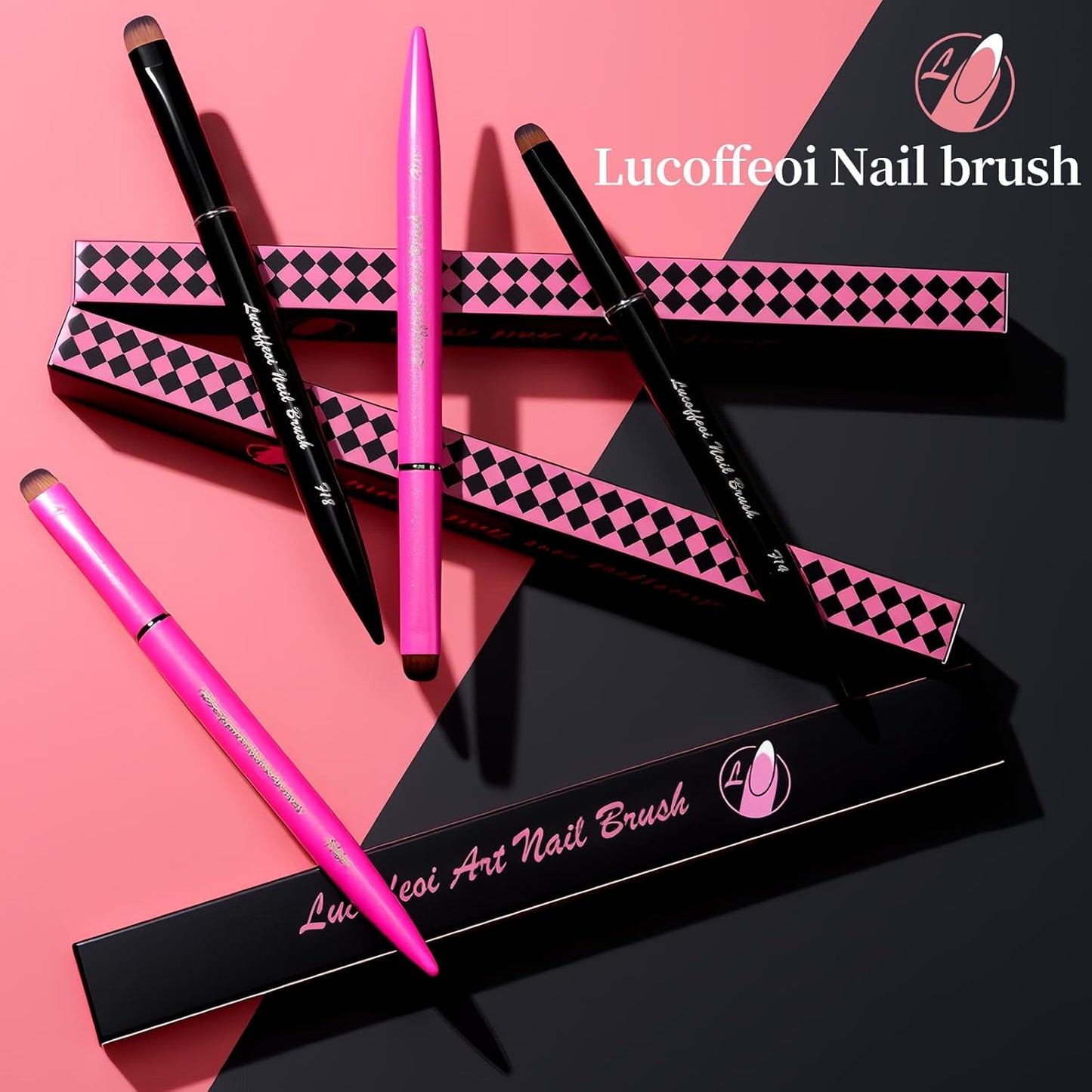 Nail Brush for French Tip, Nail Cleaning Brush for Gel & Acrylic - Professional Kolinsky Sable French Manicure Brush, Thin Nail Art Brush for Precise Clean Up & Polygel Application (Pink, F18)