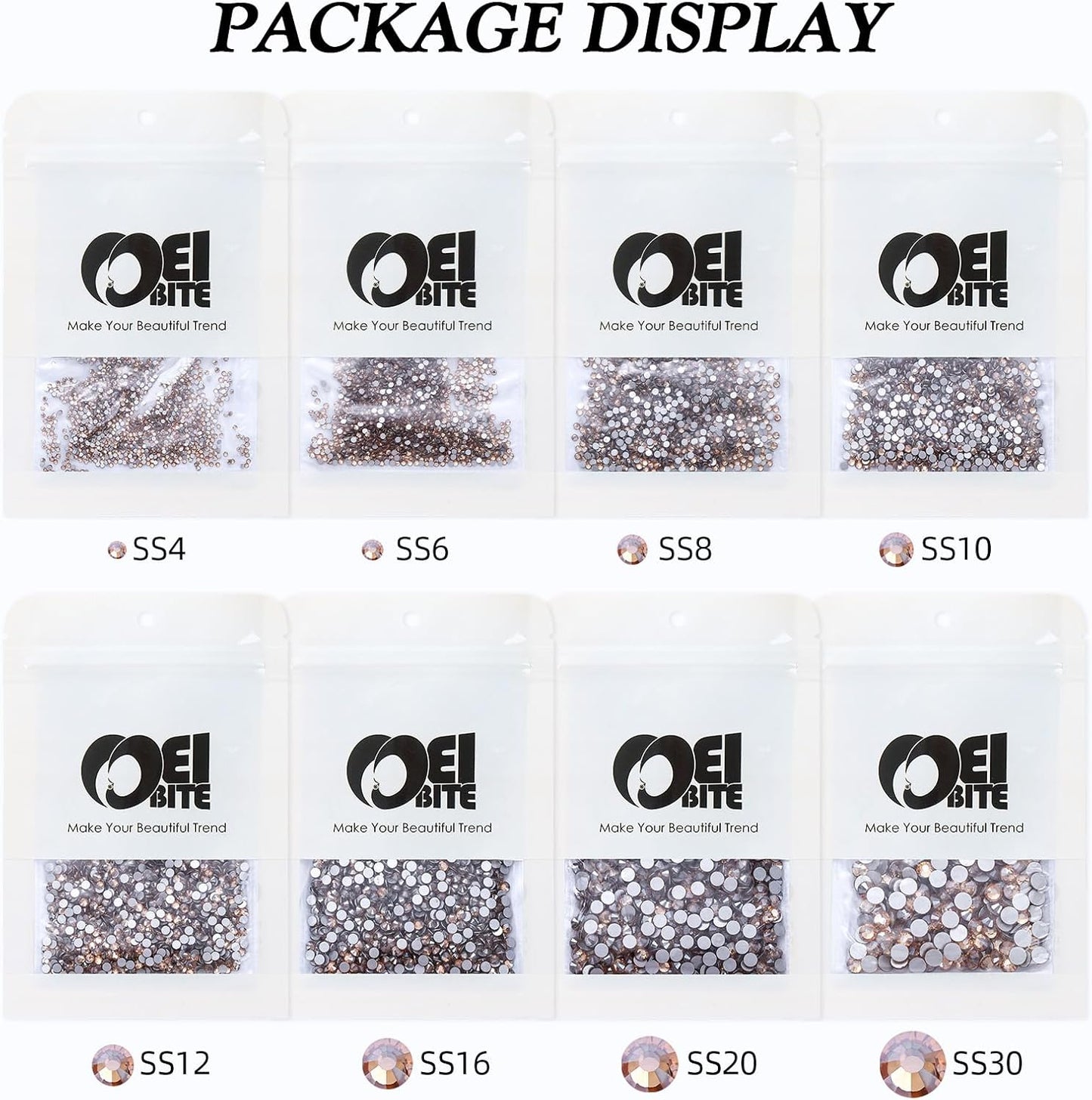 Gold Shadow Flatback Rhinestones, Glass Rhinestones for Nail Art and Craft, Glue Fix, Loose Crystal Gemstones(Gold Shadow, SS10, 1440pcs, 2.7-2.8mm)