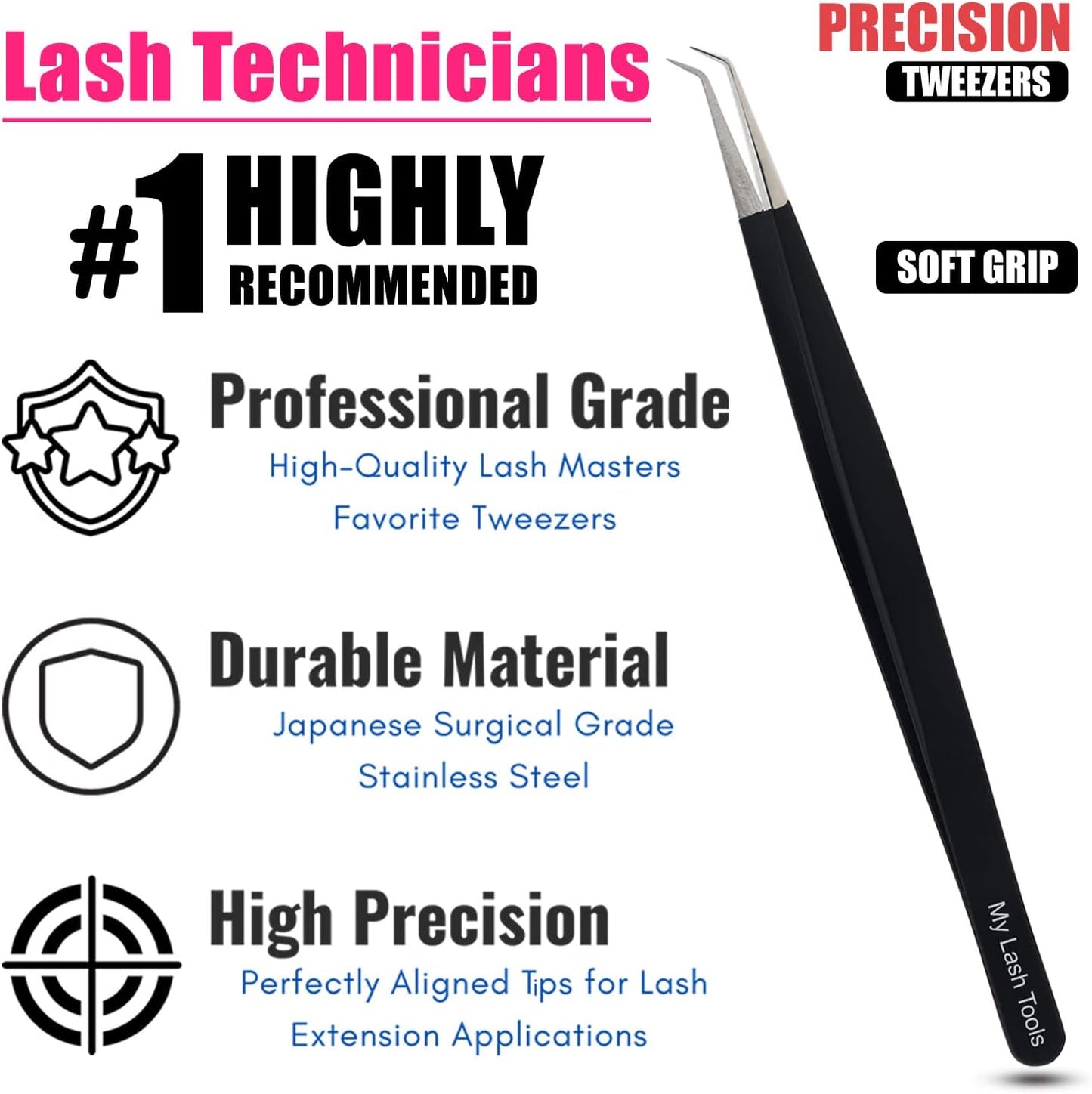Isolation Lash Tweezers for Eyelash Extension Tweezer for Isolation Lash Extensions 14cm, Best for Individual Isolation & Classic Lashes Japanese Stainless Steel Matte Black)