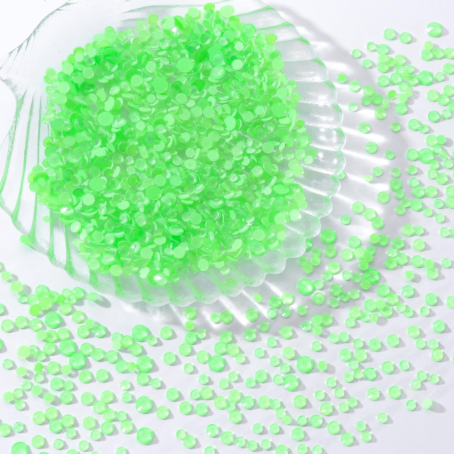 Mocha Lt.Green Flatback Rhinestones, Glass Rhinestones for Nail Art and Craft, Glue Fix, Loose Crystal Gemstones(Mocha Lt.Green, SS16, 1440pcs, 3.8-4.0mm)