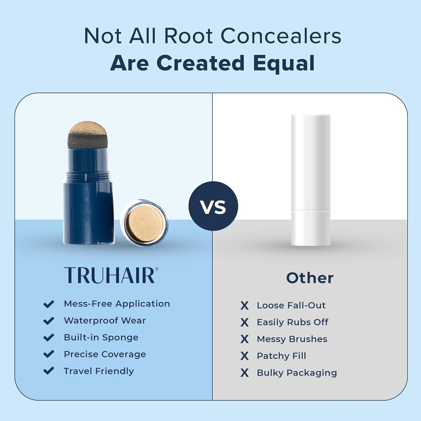 TRUHAIR Color & Conceal Waterproof Root Touch Up Hair Color Concealer - Hair Cover up for Gray Coverage and Hairline Filling - 11 Hair Colors Available (White)