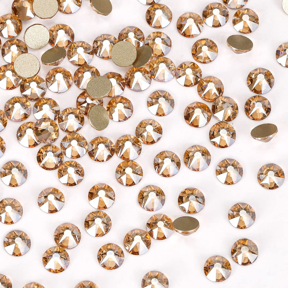 Novani Golden Shadow Rhinestones 1440pcs Flat Back Round Rhinestone Style 2088 Sparkly Crystal Gemstones for Nail Art and Crafting SS16,3.8-4.0mm