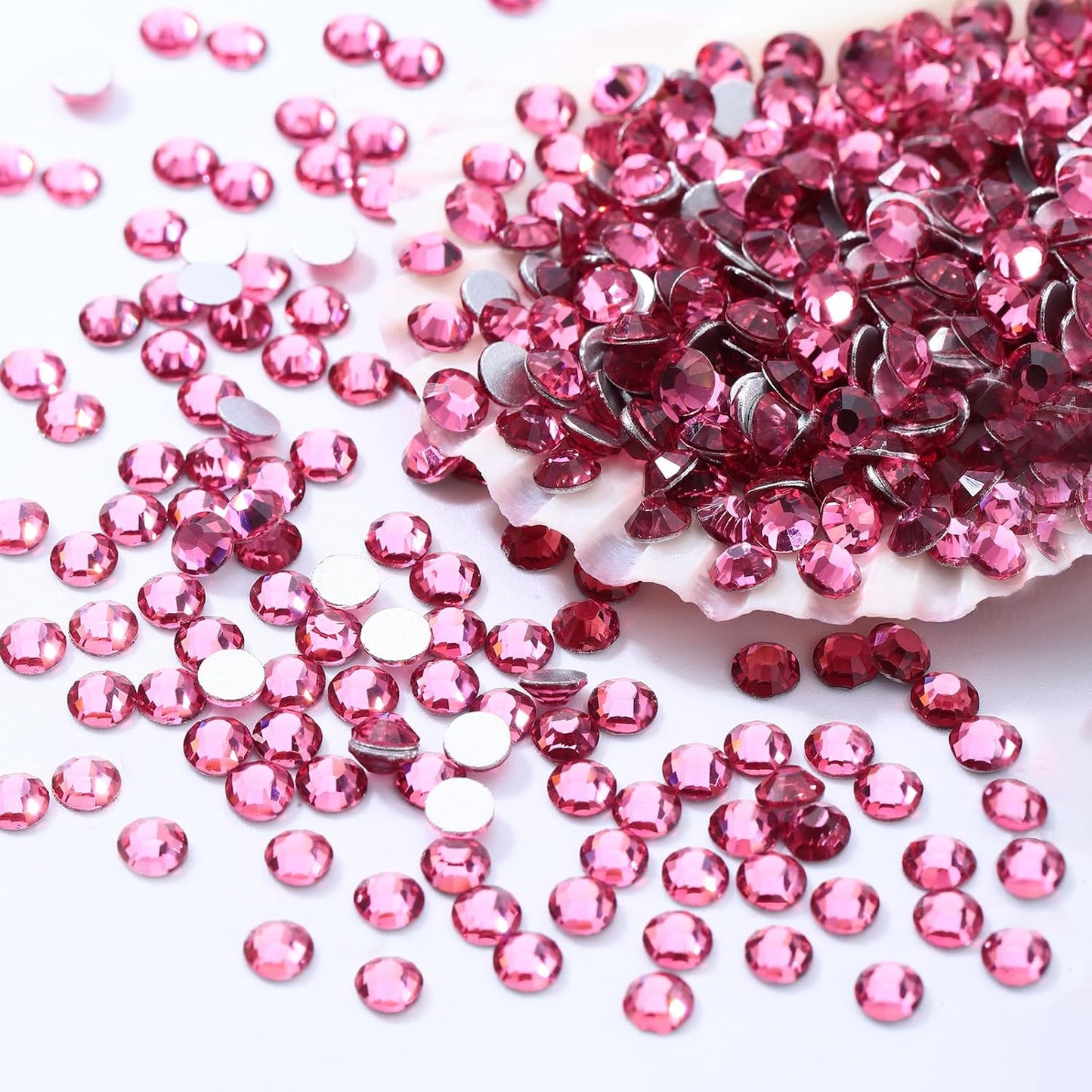 Rose Flatback Rhinestones, Glass Rhinestones for Nail Art and Craft, Glue Fix, Loose Crystal Gemstones(Rose, SS6, 1440pcs, 1.9-2.0mm)