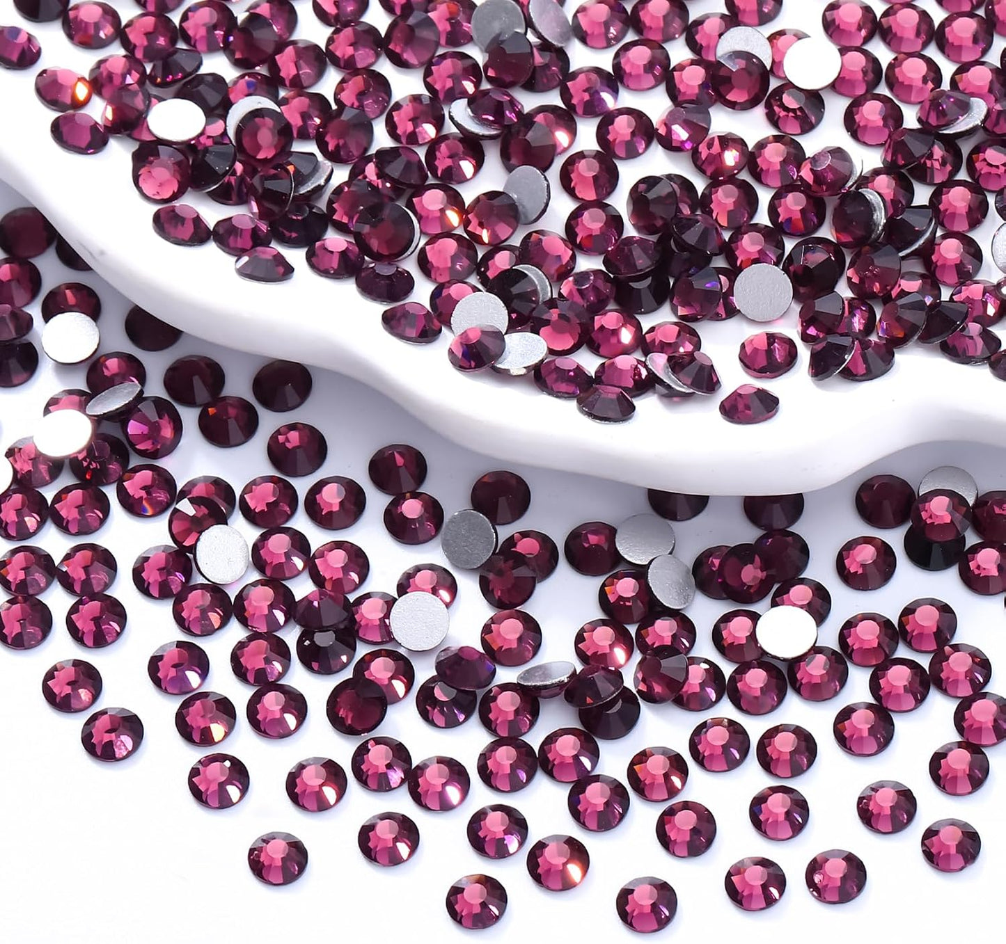 Purple Flatback Rhinestones, Glass Rhinestones for Nail Art and Craft, Glue Fix, Loose Crystal Gemstones(Purple, SS30, 288pcs, 6.4-6.6mm)