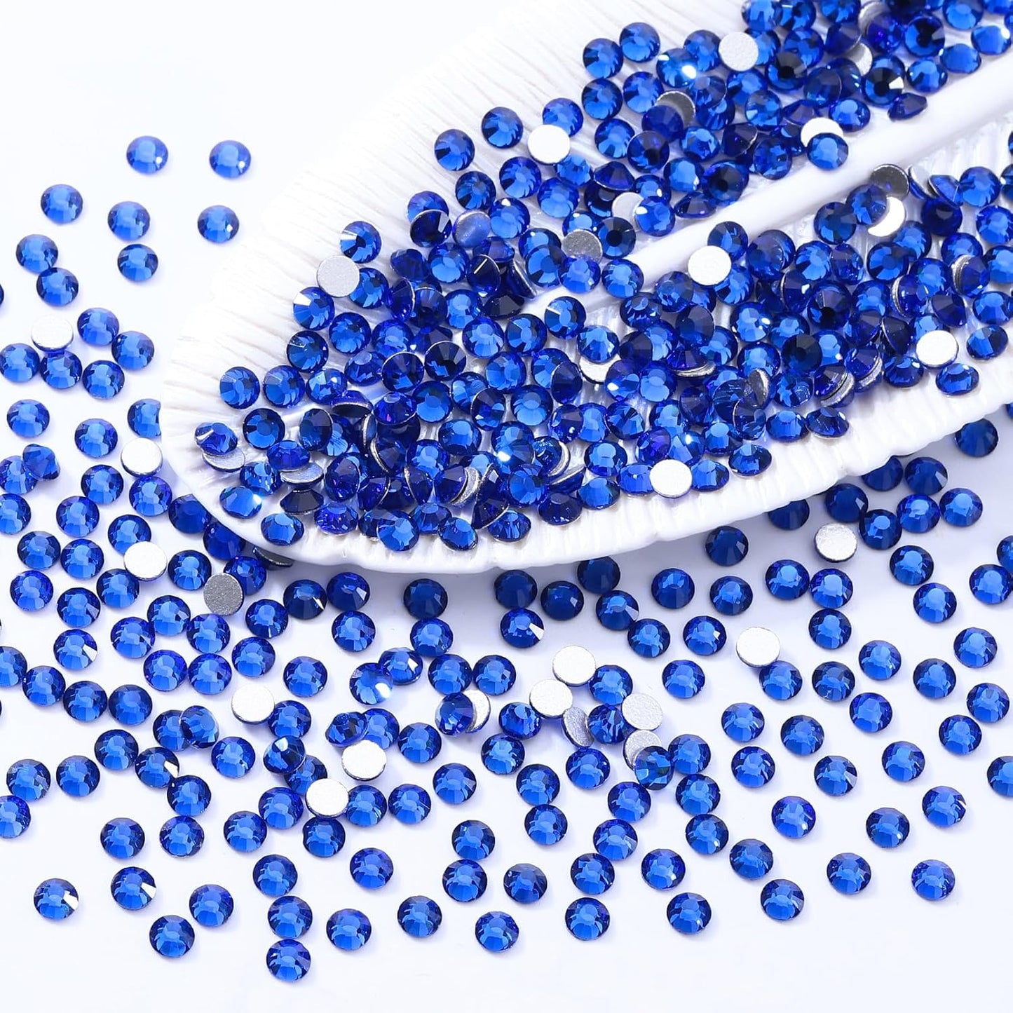 Sapphire Flatback Rhinestones, Glass Rhinestones for Nail Art and Craft, Glue Fix, Loose Crystal Gemstones(Blue, SS10, 1440pcs, 2.7-2.8mm)