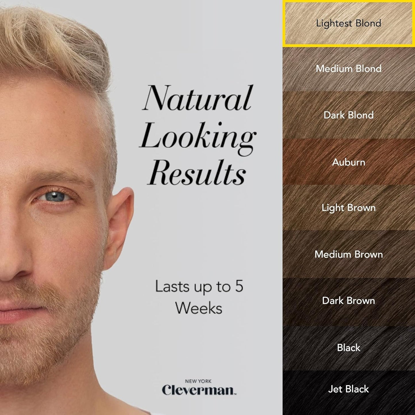 CLEVERMAN Lightest Blond Hair & Beard Dye for Men, All-in-One Reusable Kit - Men's Color For Natural-Looking Gray Coverage, Professional-Quality and Ammonia-Free