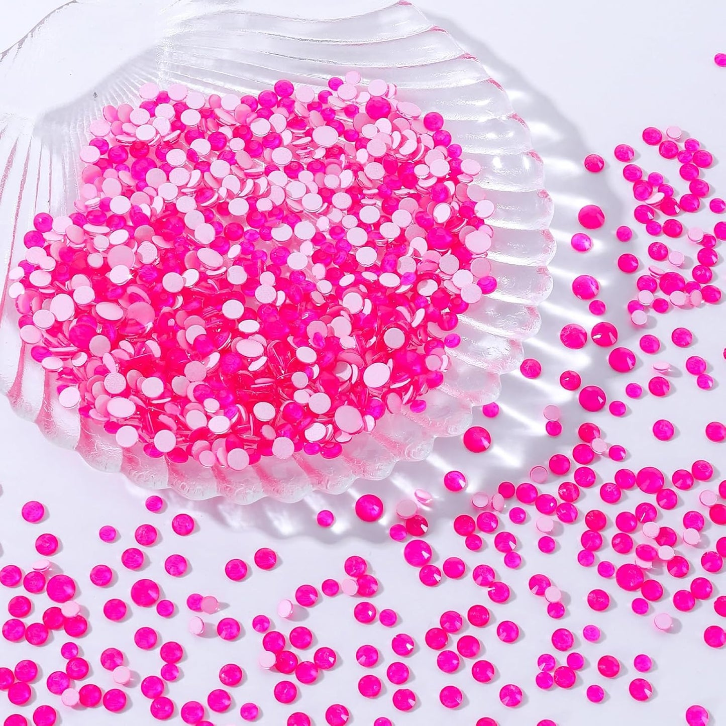 Neon Rose Flatback Rhinestones, Glass Rhinestones for Nail Art and Craft, Glue Fix, Loose Crystal Gemstones(Neon Rose, SS20, 1440pcs, 4.6-4.8mm)